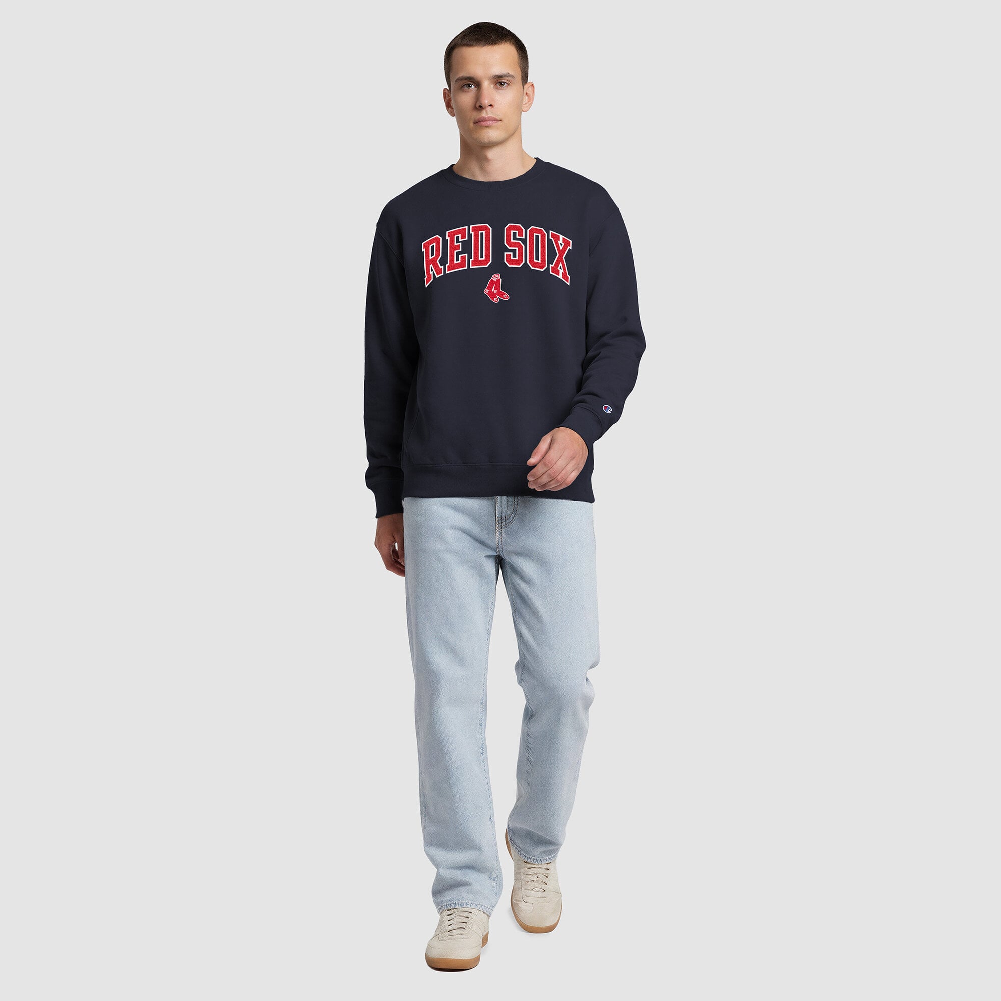 Sweat-shirt polaire à col rond Champion bleu marine Boston Red Sox pour homme