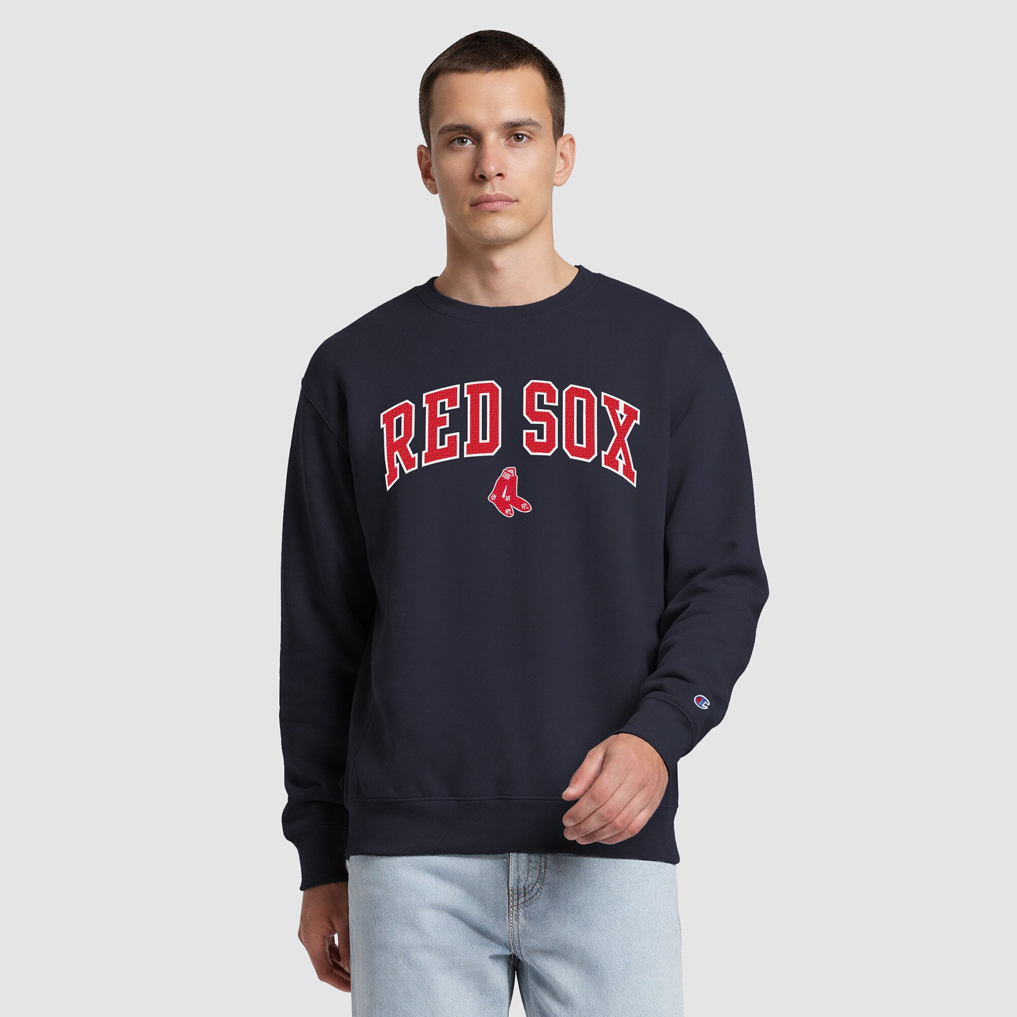 Sweat-shirt polaire à col rond Champion bleu marine Boston Red Sox pour homme