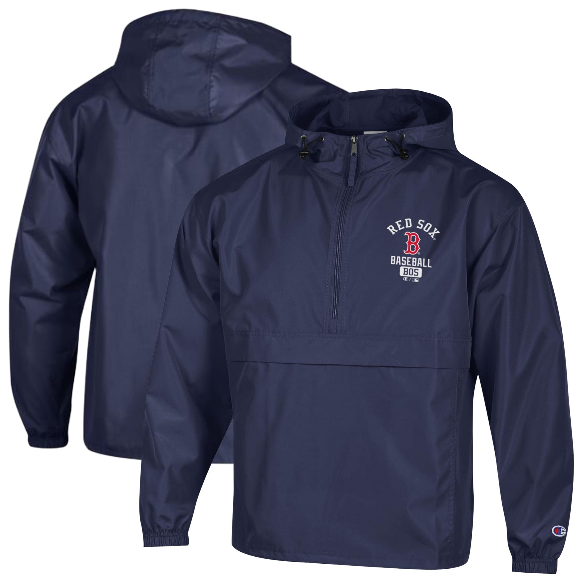Men's Champion Navy Boston Red Sox Packable Windbreaker Half-Zip Jacket