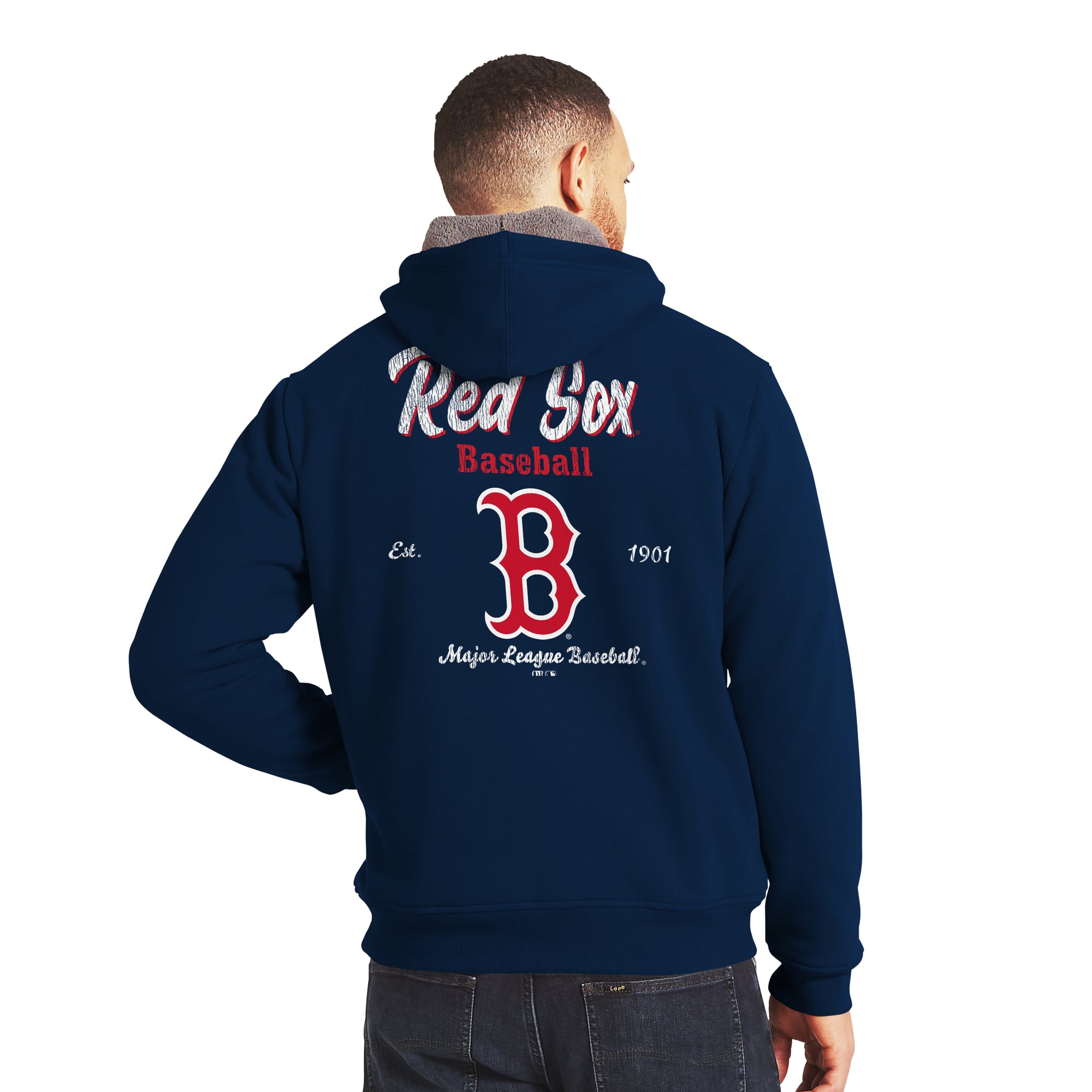 Sweat-shirt zippé intégral doublé sherpa bleu marine/gris de la collection Darius Rucker par Fanatics, Boston Red Sox