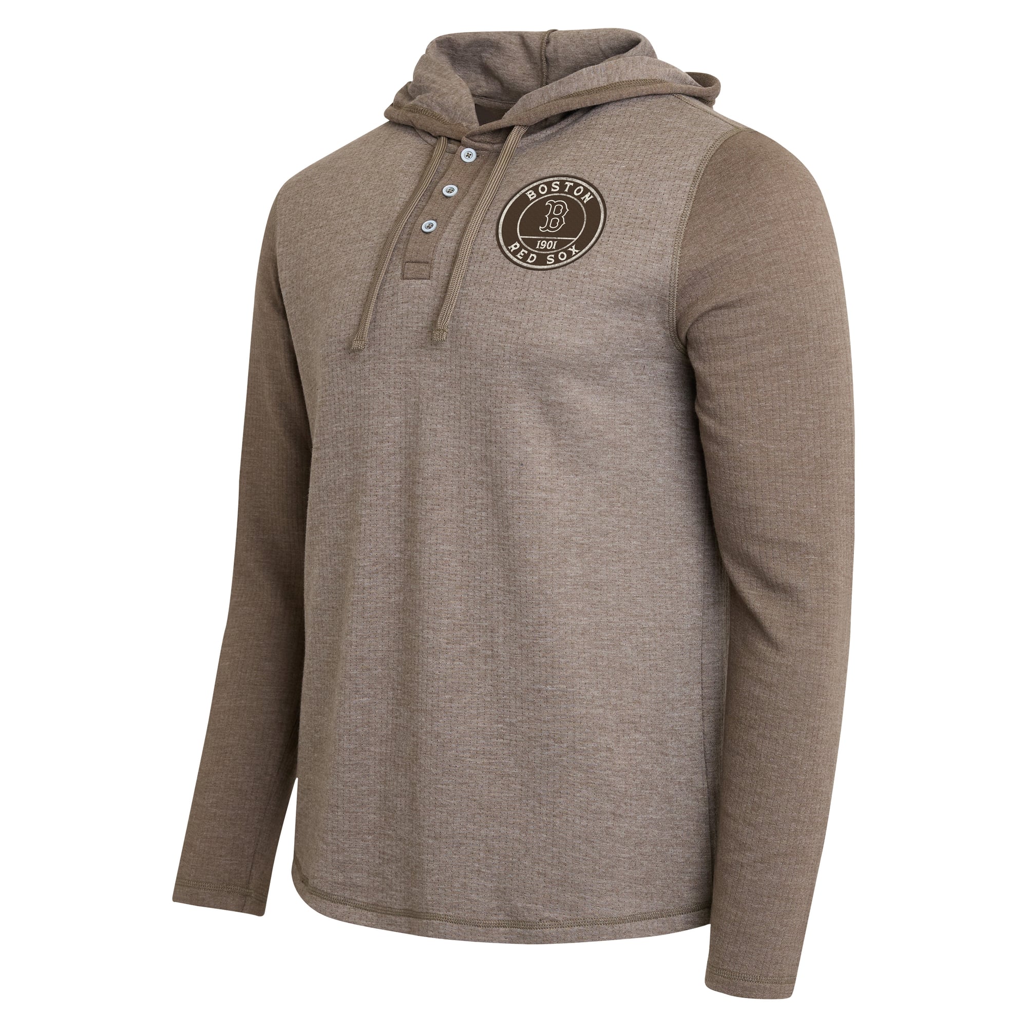 Men's Darius Rucker Collection by Fanatics Tan/Brown Boston Red Sox Knit Hooded Henley Long Sleeve T-Shirt