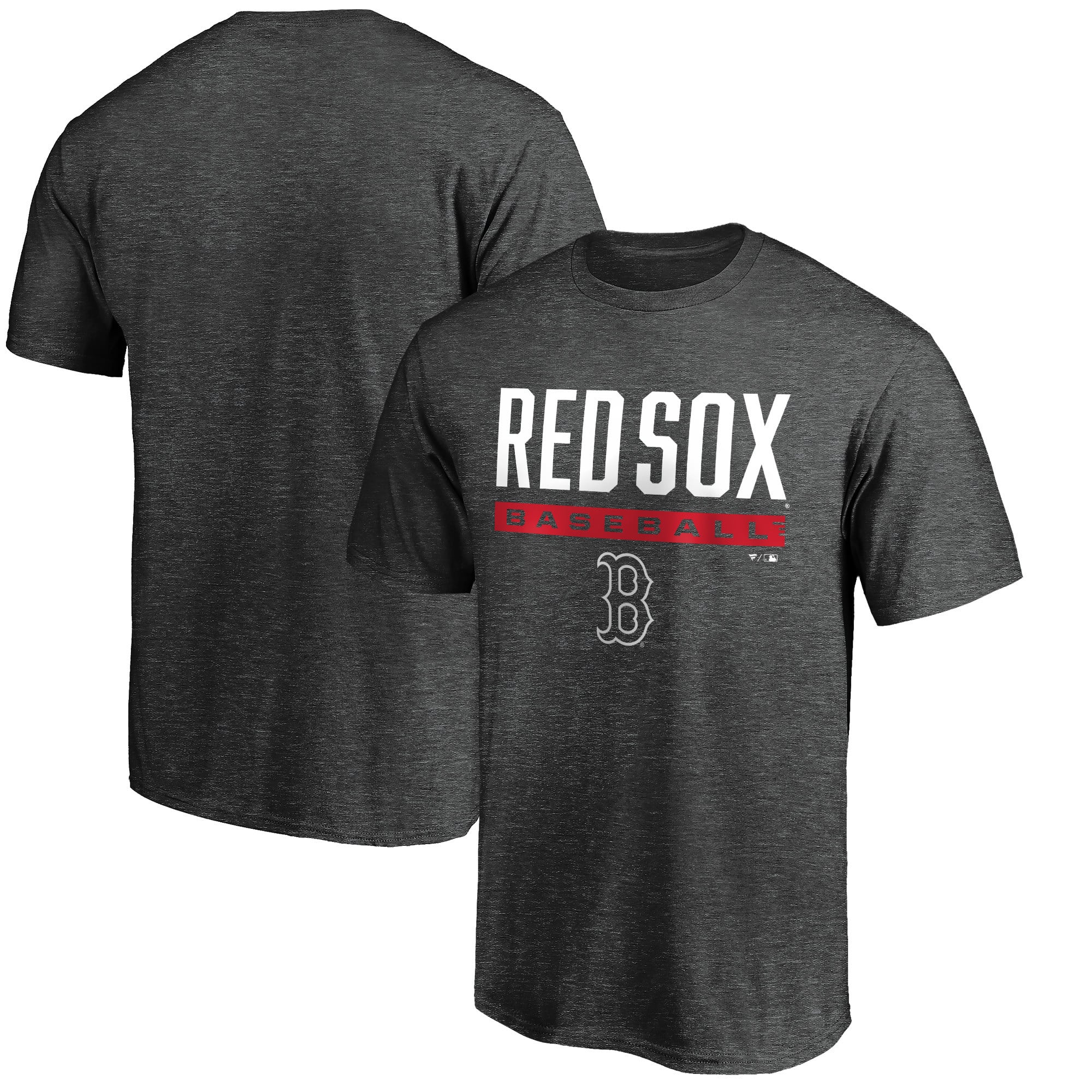 T-shirt Fanatics pour homme, couleur anthracite, Boston Red Sox, rayures gagnantes