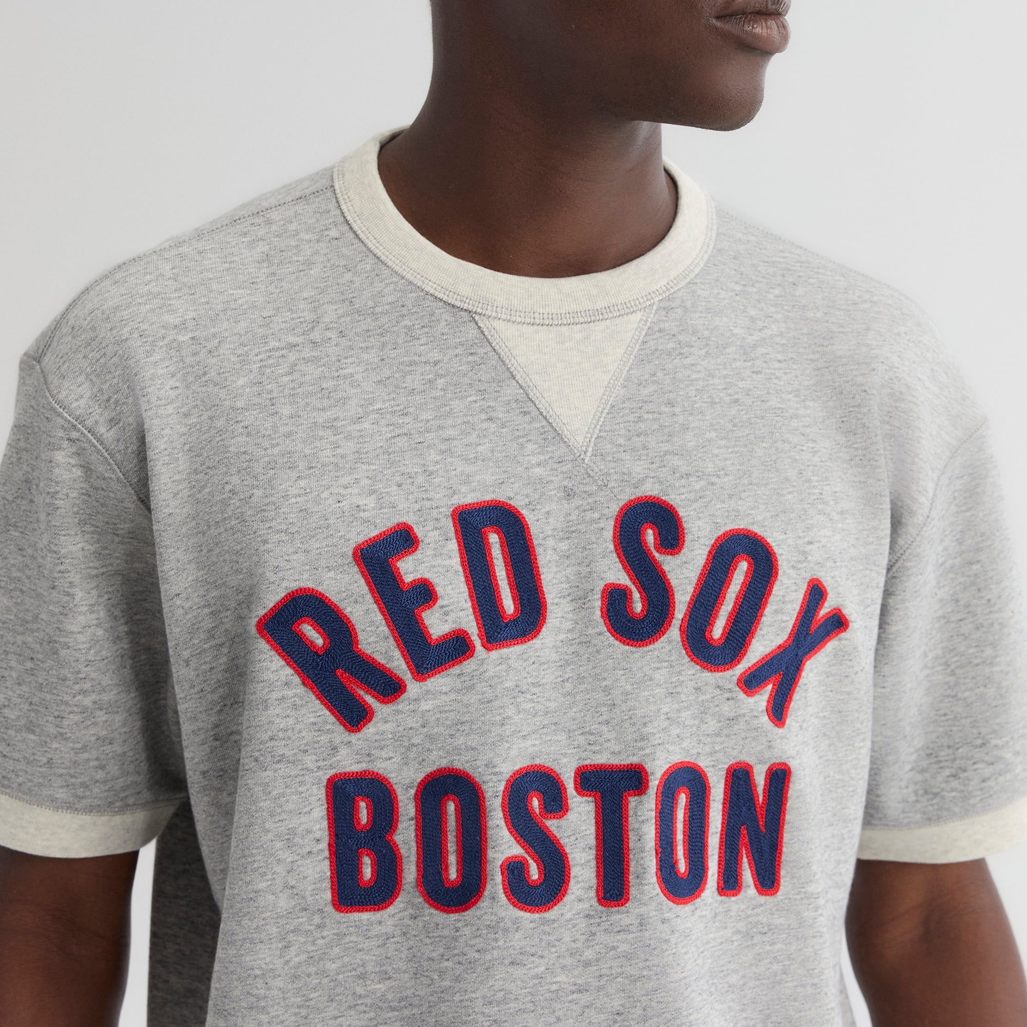 Sweat-shirt à manches courtes Fanatics Steel Heather Boston Red Sox Iconic Terry pour homme