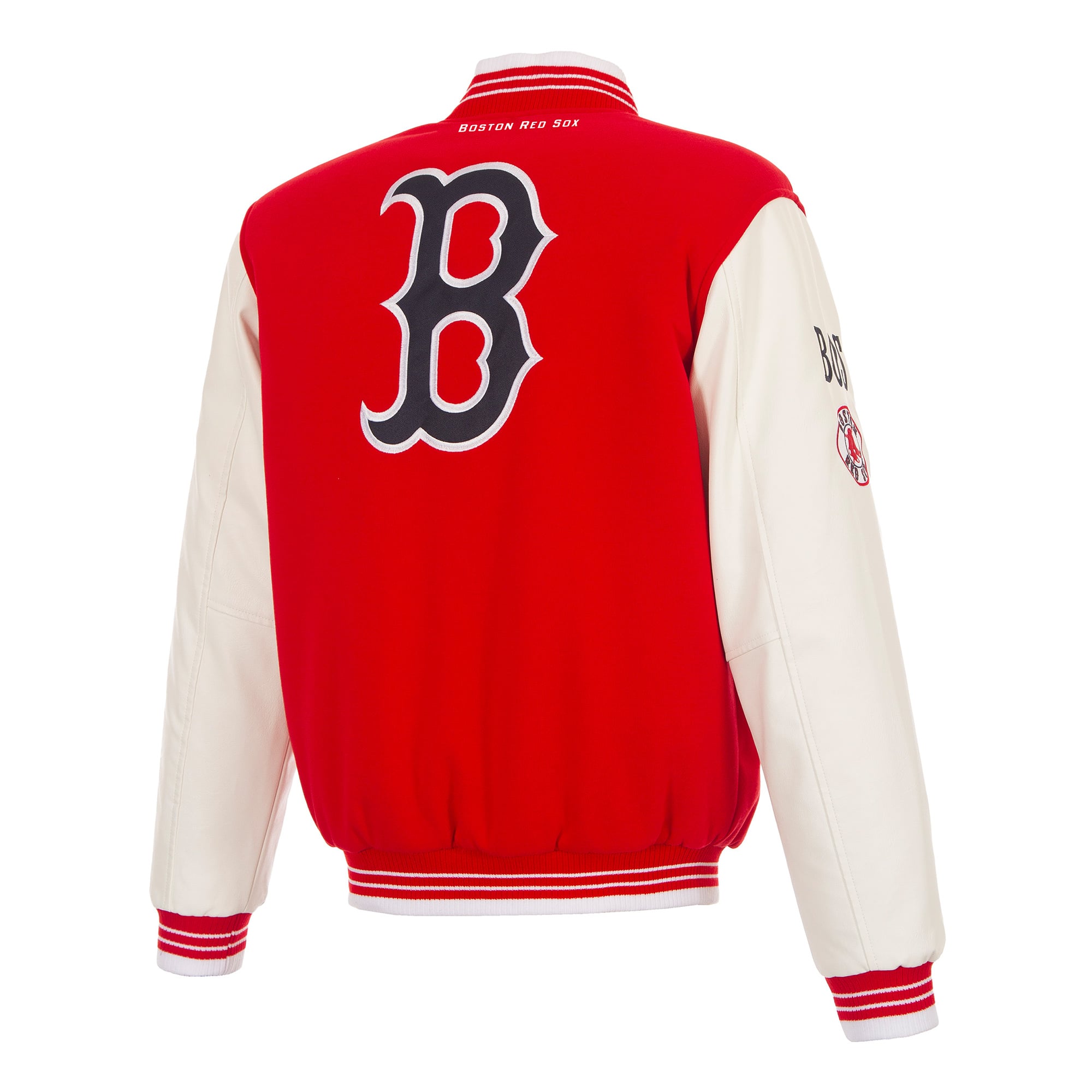 Veste universitaire réversible à boutons-pression pour homme JH Design Red Boston Sox
