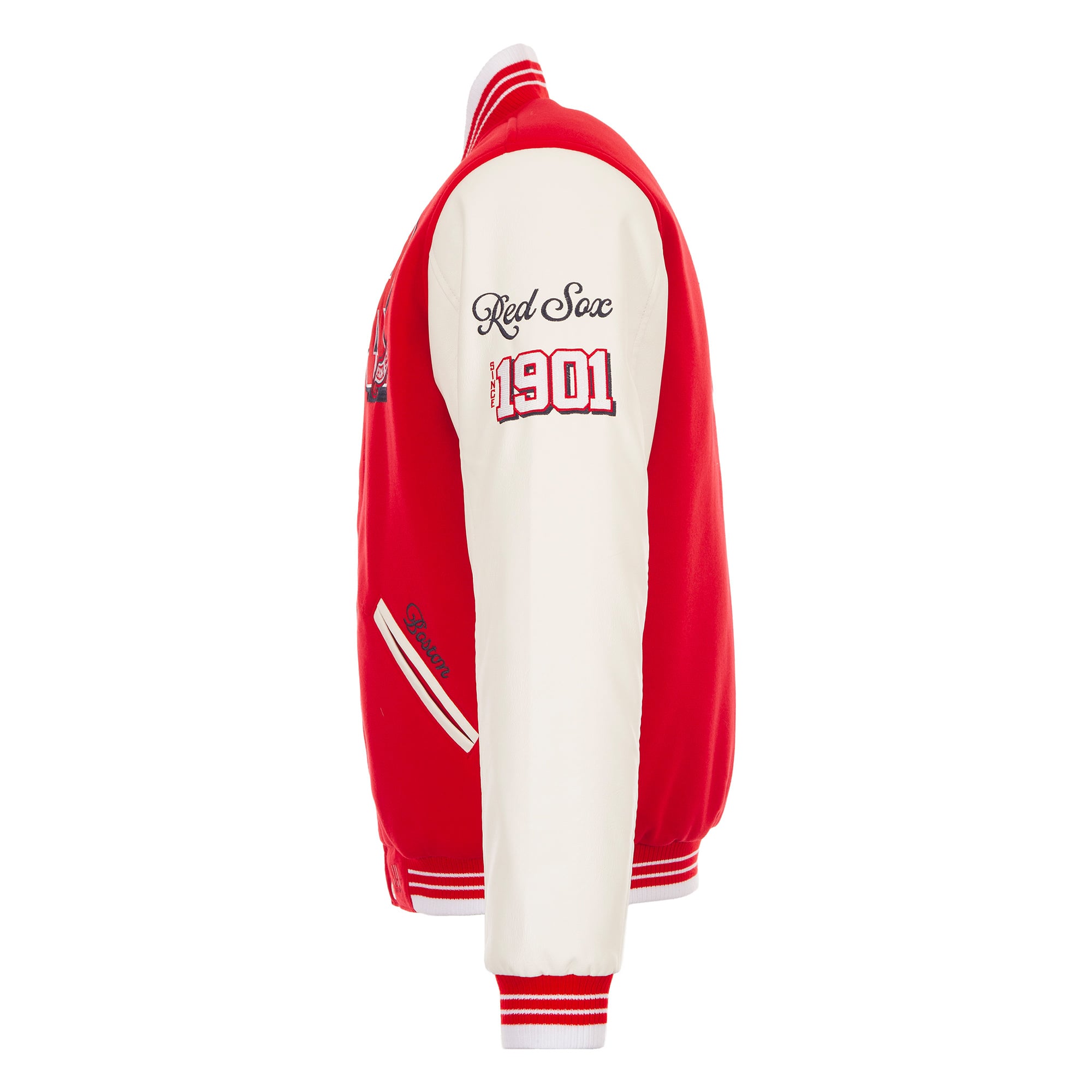 Veste universitaire réversible à boutons-pression pour homme JH Design Red Boston Sox