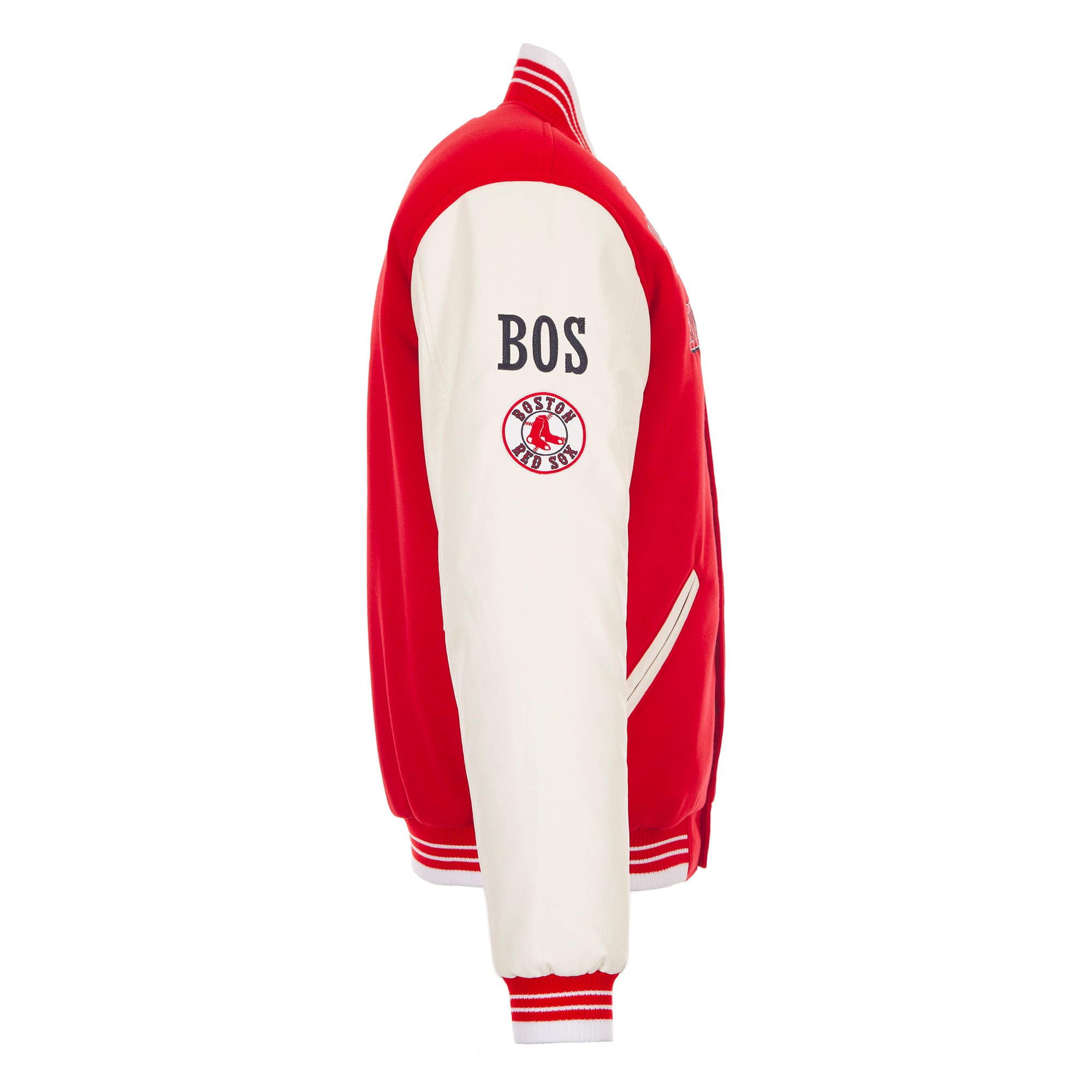 Veste universitaire réversible à boutons-pression pour homme JH Design Red Boston Sox