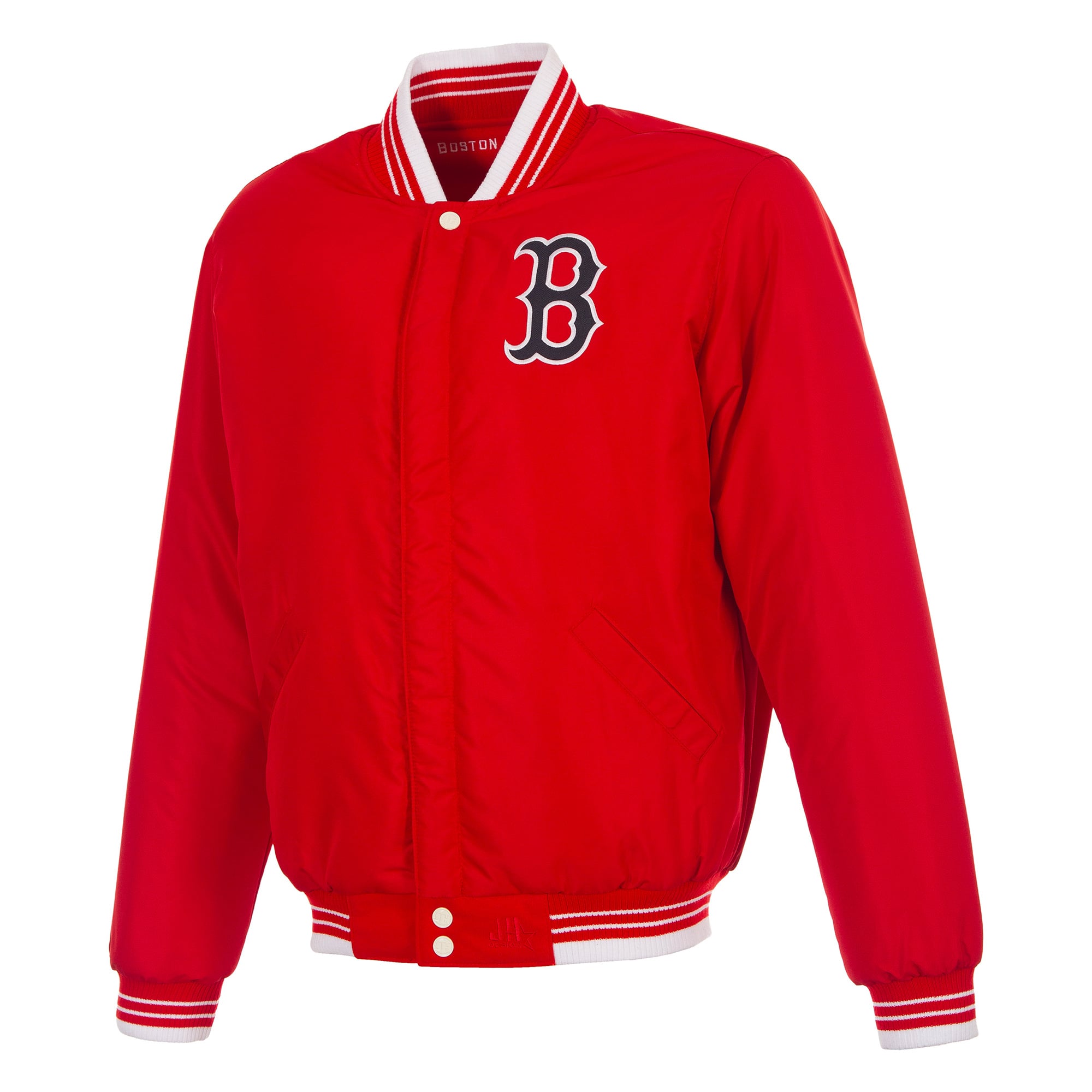 Veste universitaire réversible à boutons-pression pour homme JH Design Red Boston Sox