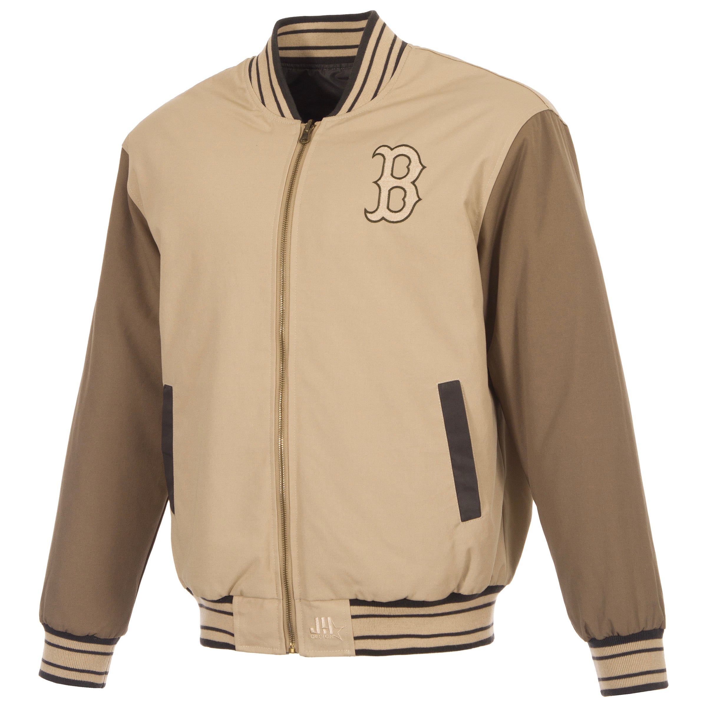 Veste réversible en toile beige/marron Boston Red Sox pour homme de JH Design