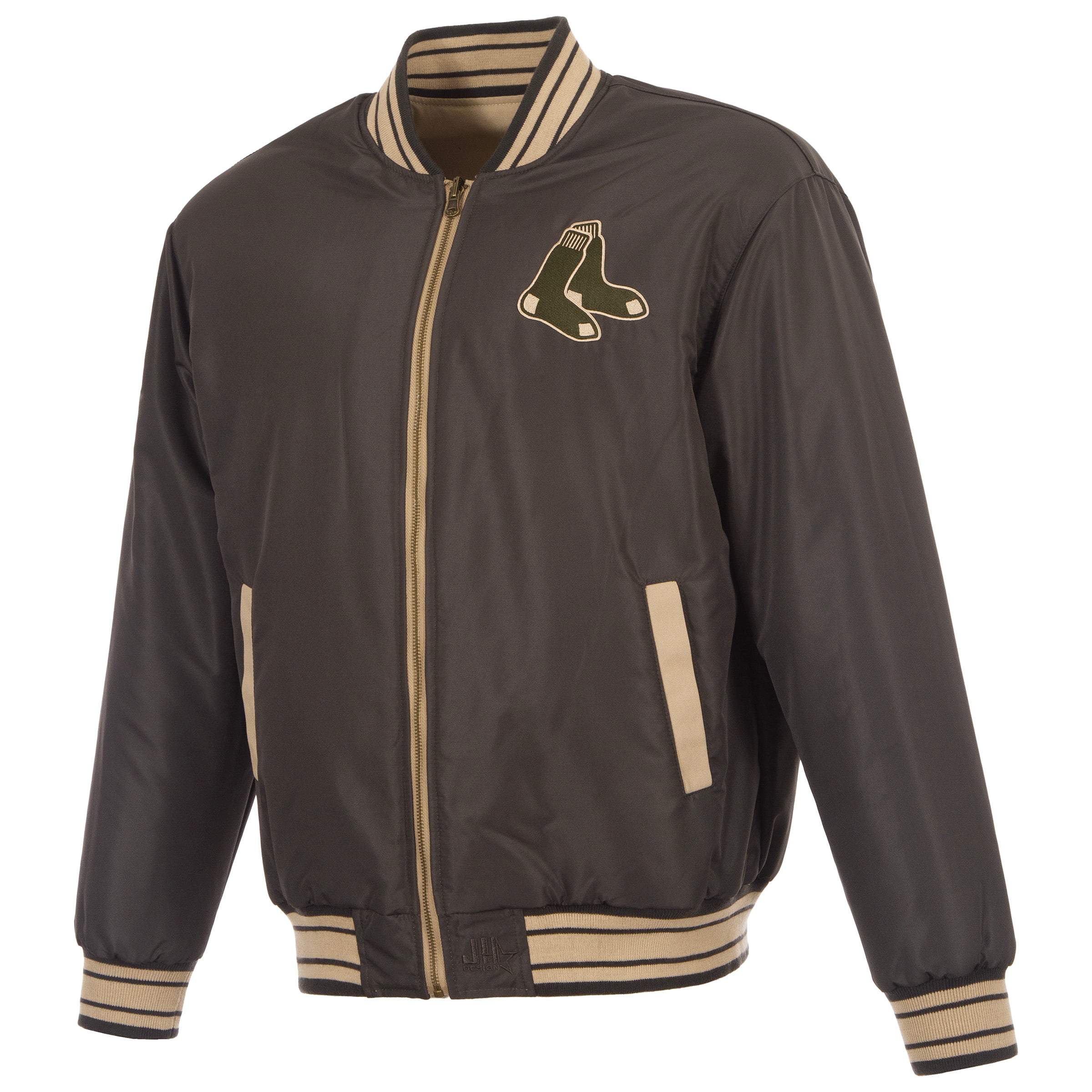 Veste réversible en toile beige/marron Boston Red Sox pour homme de JH Design