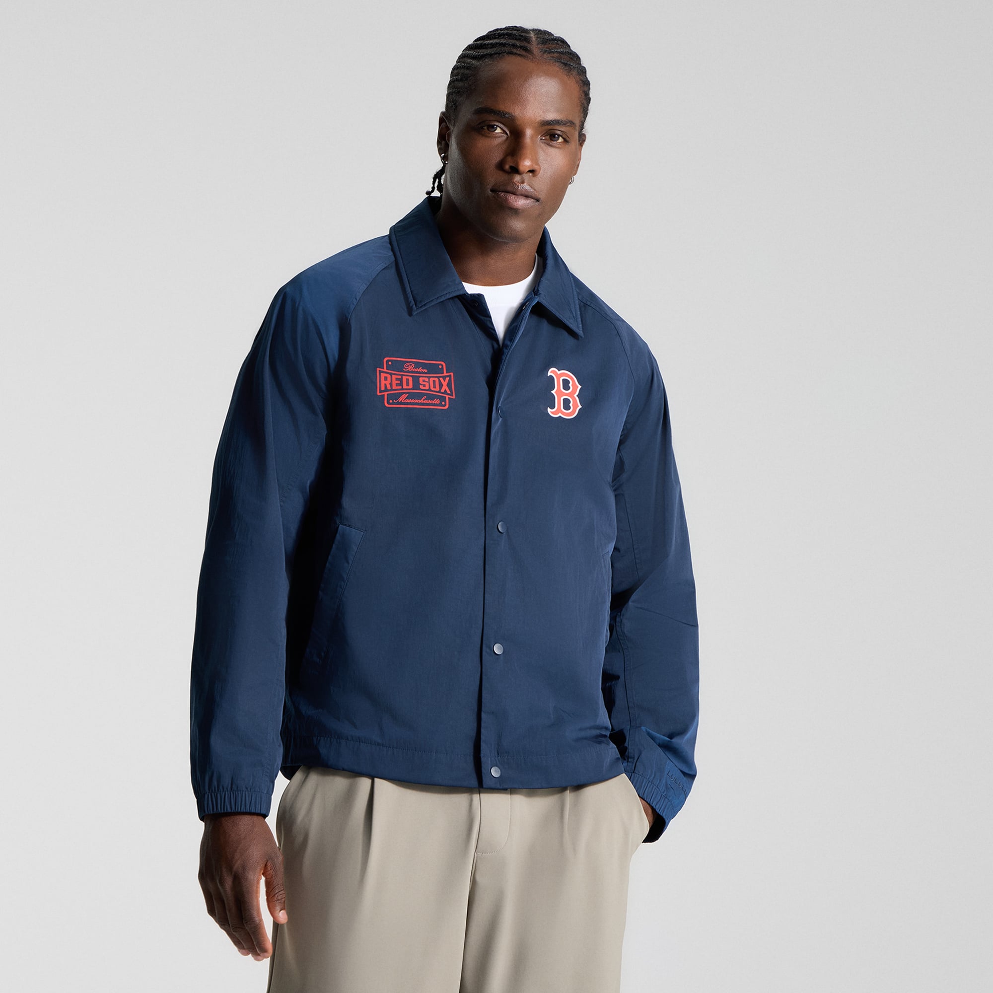 Veste d'entraîneur raglan lululemon True Navy Boston Red Sox pour homme