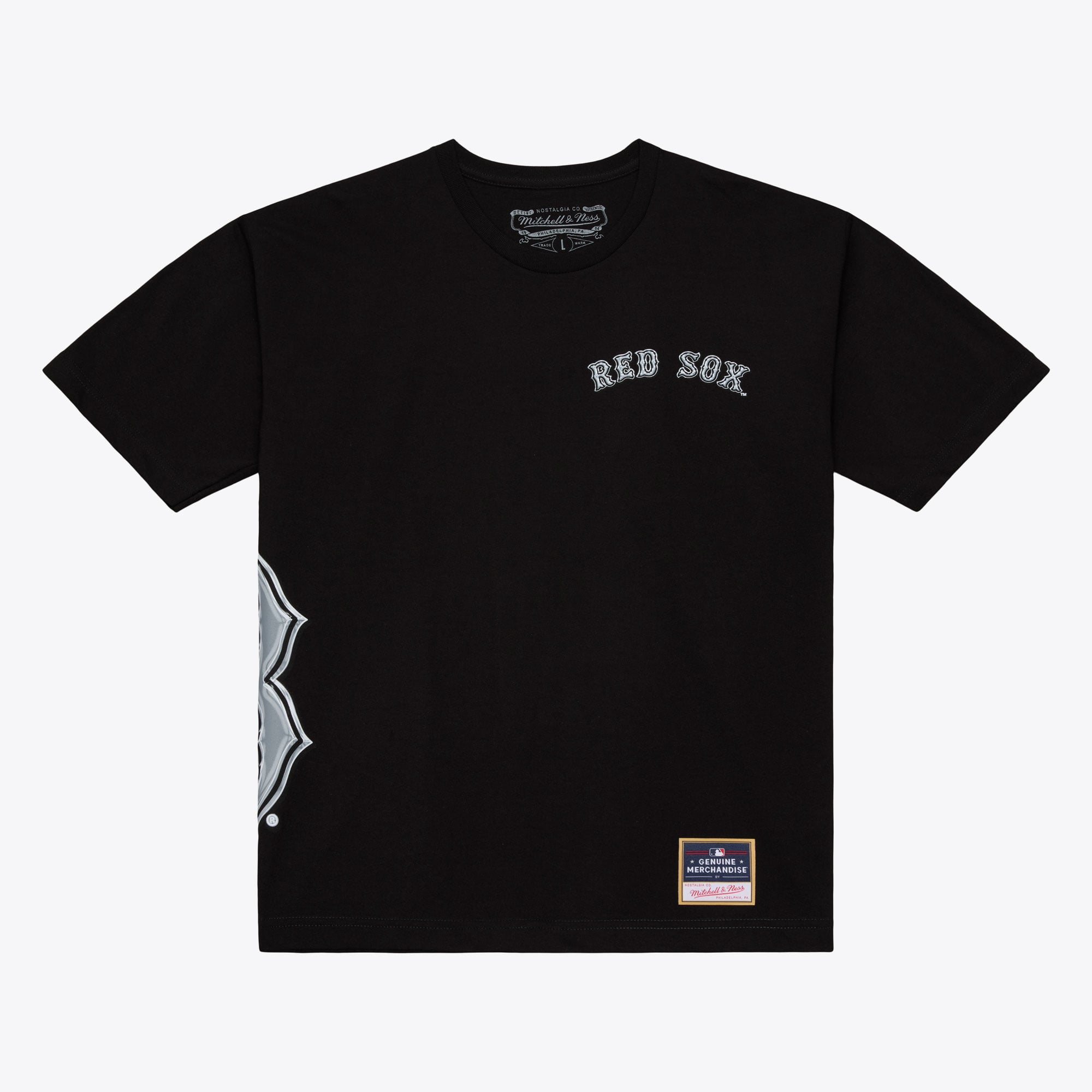 Men's Mitchell & Ness  Black Boston Red Sox Chrome Heritage T-Shirt