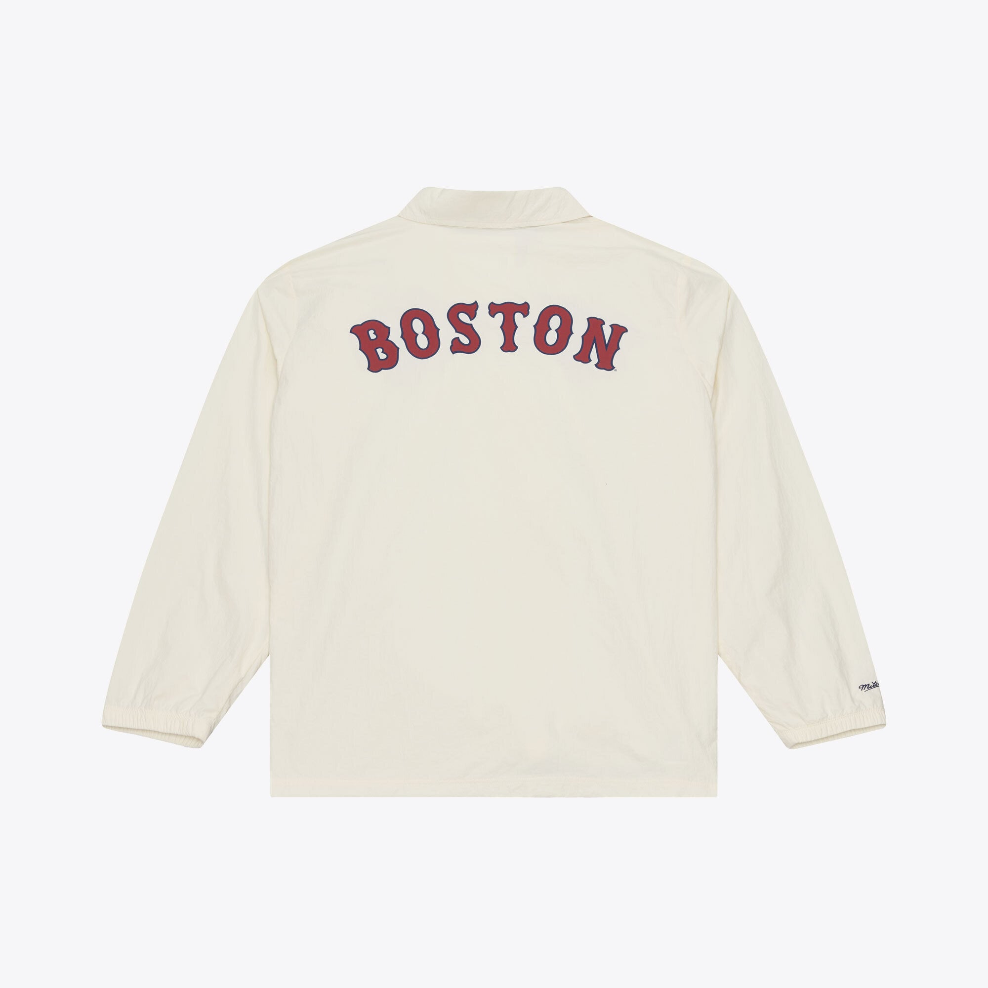 Men's Mitchell & Ness  Cream Boston Red Sox Cooperstown Collection Retro Roots Coaches Jacket