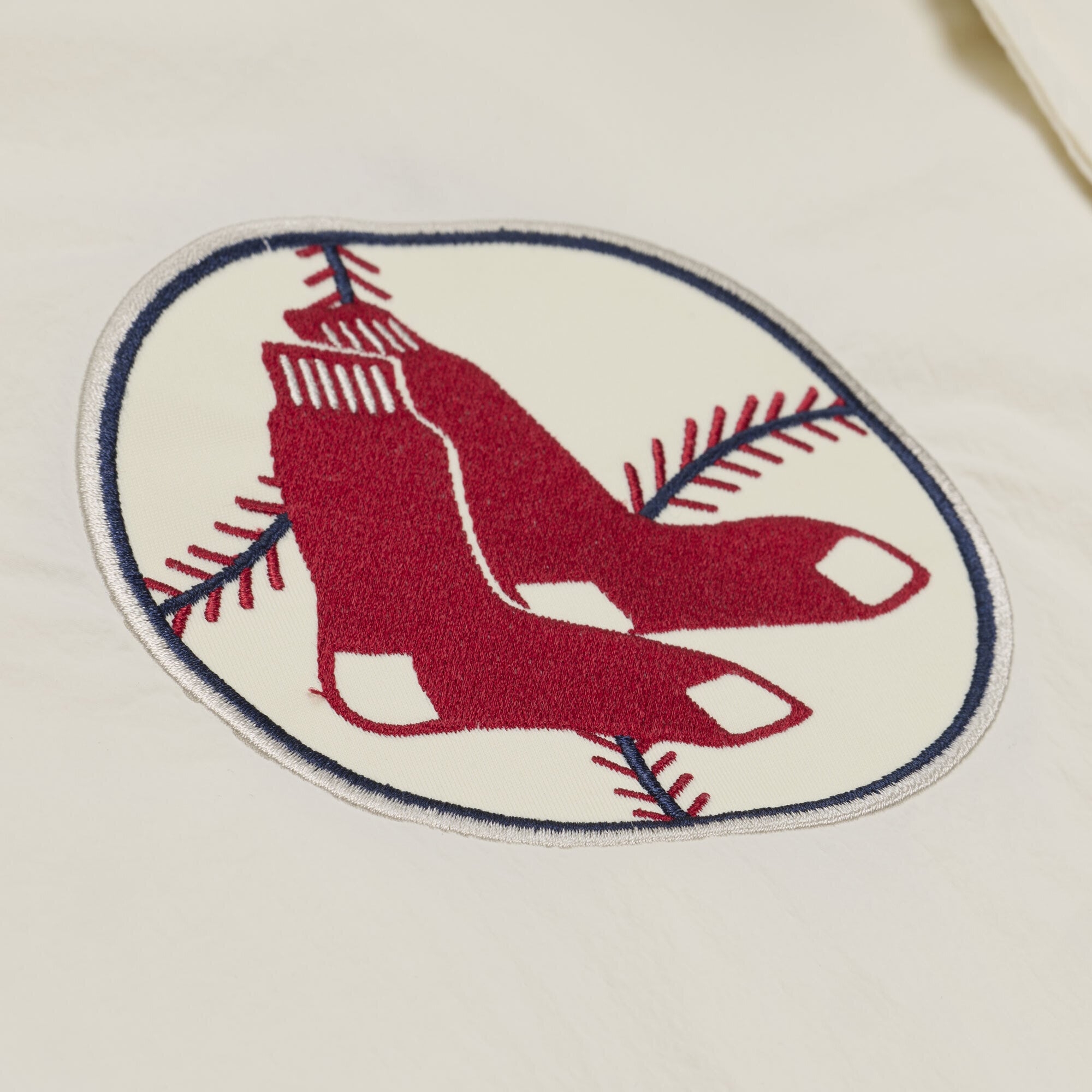 Men's Mitchell & Ness  Cream Boston Red Sox Cooperstown Collection Retro Roots Coaches Jacket