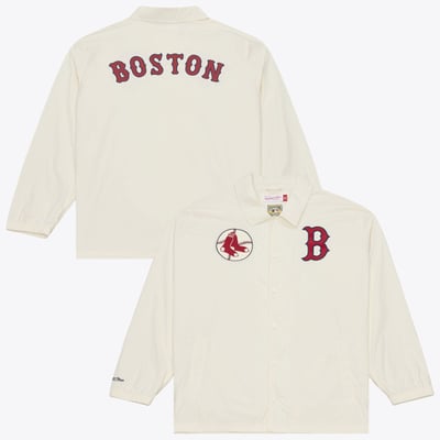  Boston Red Sox Mitchell & Ness Cooperstown Collection Retro Roots Coaches Jacket - Cream