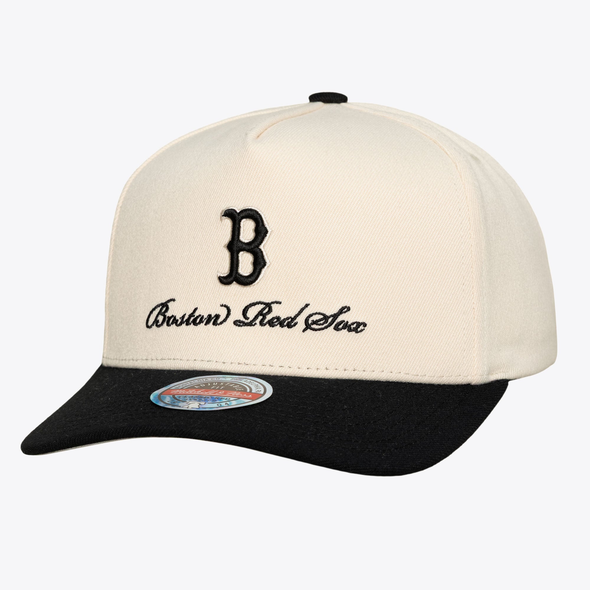 Men's Mitchell & Ness  Cream/Black Boston Red Sox Flawless Stretch Snapback Hat