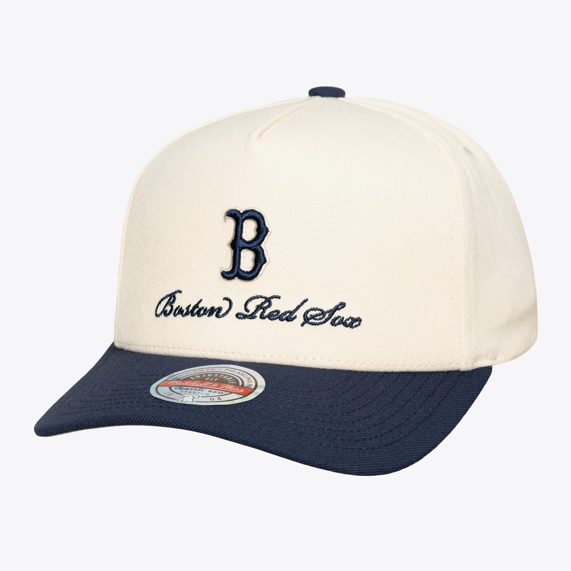 Men's Mitchell & Ness  Cream/Navy Boston Red Sox Flawless Stretch-Snapback Hat