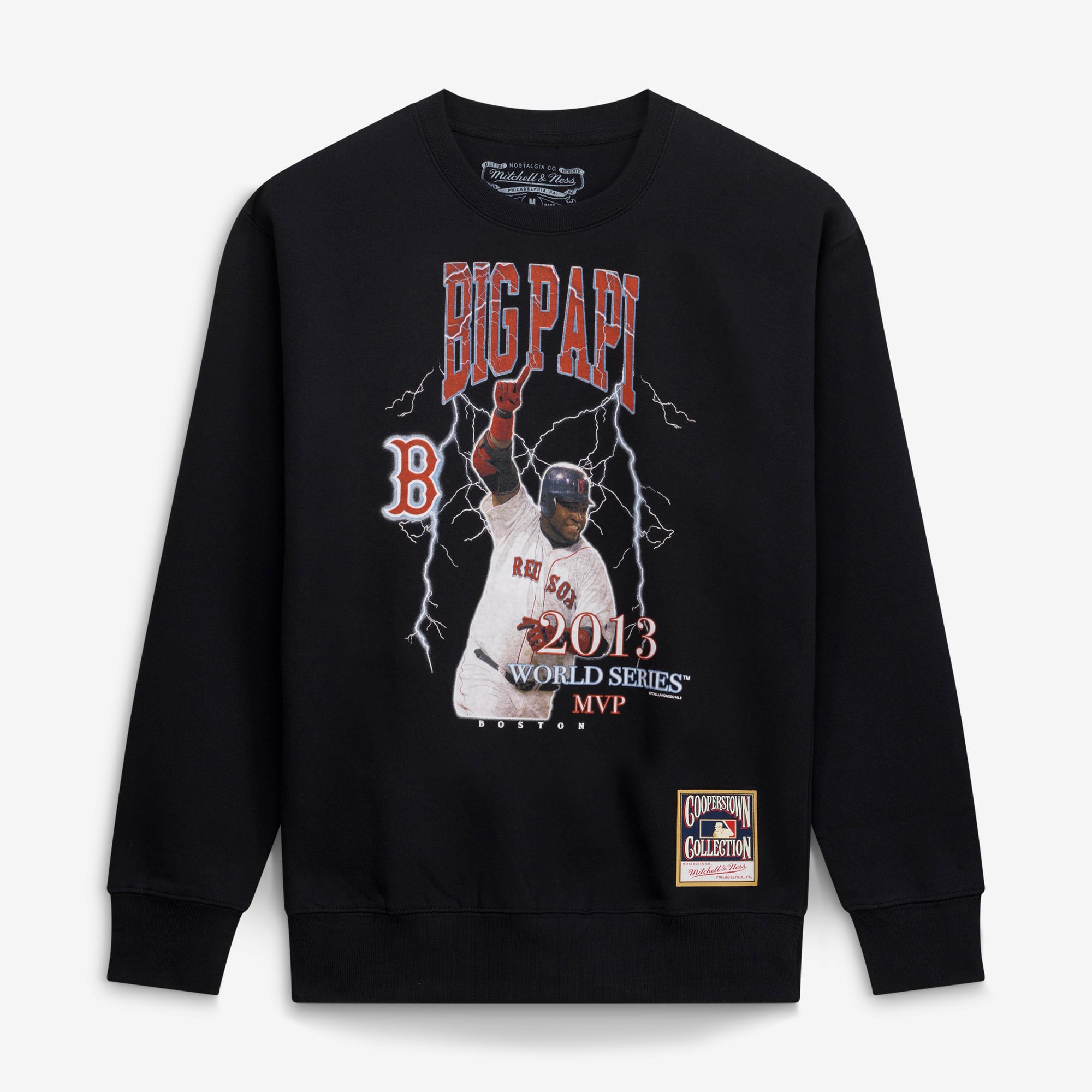 Men's Mitchell & Ness David Ortiz Black Boston Red Sox Cooperstown Collection Nickname Player Graphic Sweatshirt