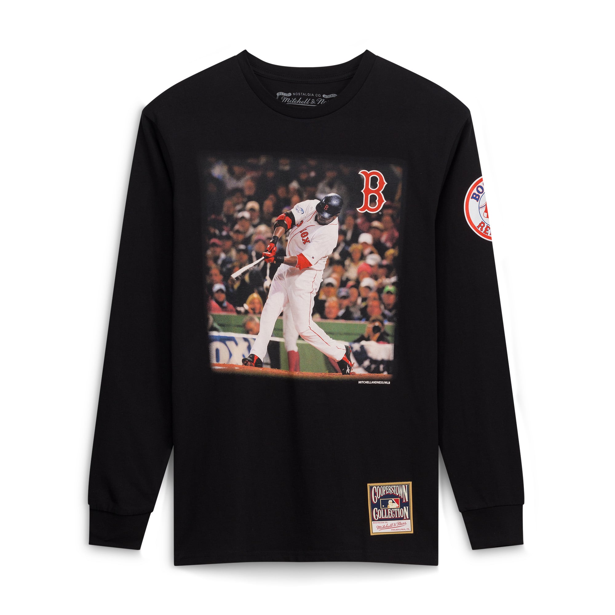 Men's Mitchell & Ness David Ortiz Black Boston Red Sox Player Graphic Long Sleeve T-Shirt
