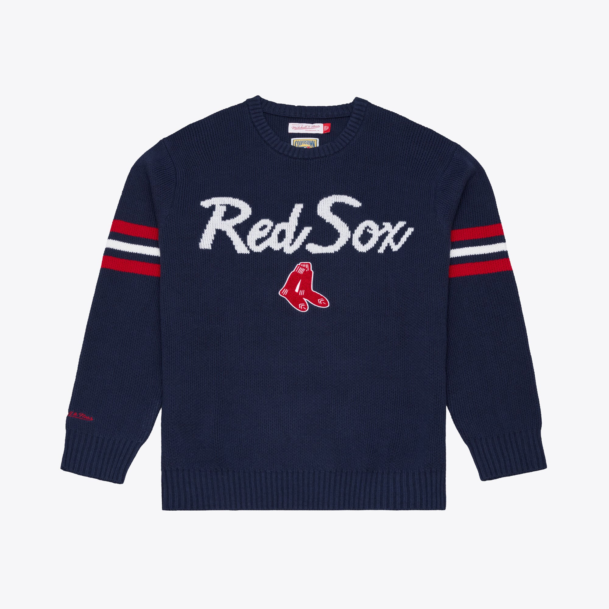 Men's Mitchell & Ness Navy Boston Red Sox Head Coach Sweater