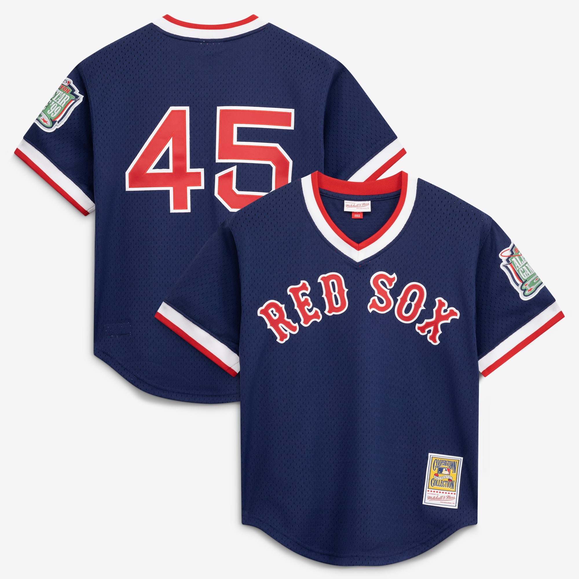 Men's Mitchell & Ness Pedro Martinez Navy Boston Red Sox Authentic Batting Practice Jersey