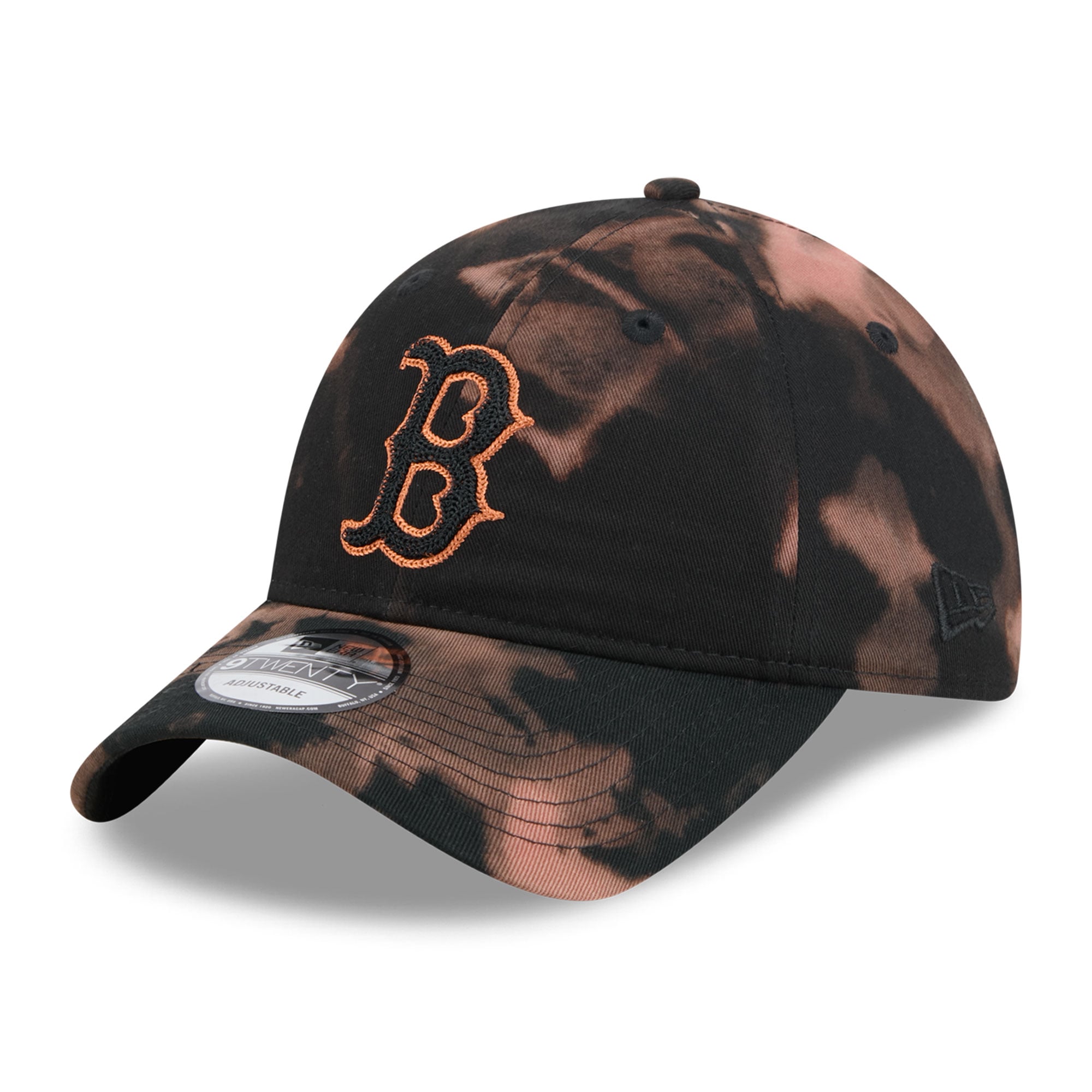 Men's New Era  Black Boston Red Sox Bleach Wash 9TWENTY Adjustable Hat
