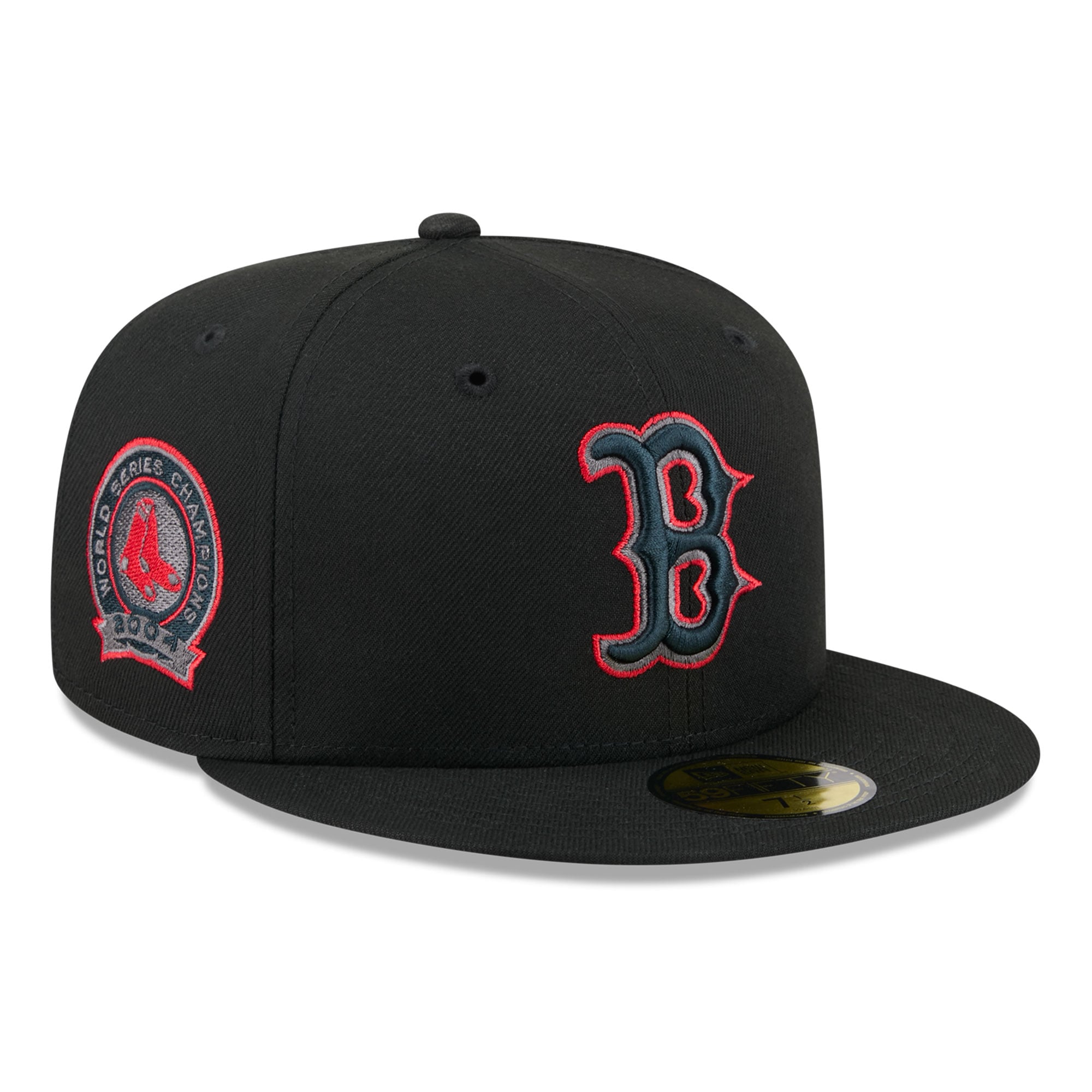 Casquette ajustée New Era 59FIFTY pour homme, noire, Boston Red Sox, coloris pop.