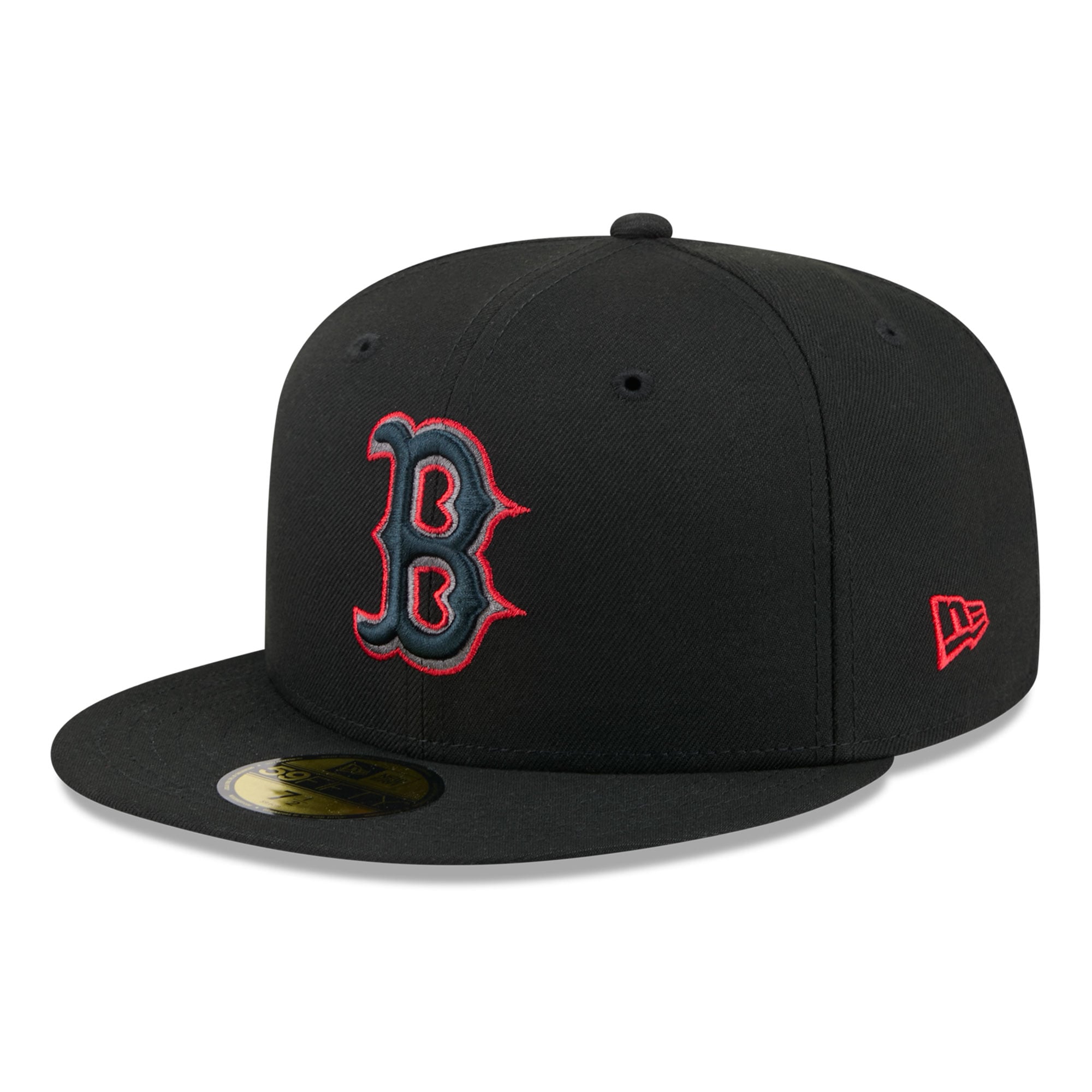 Casquette ajustée New Era 59FIFTY pour homme, noire, Boston Red Sox, coloris pop.