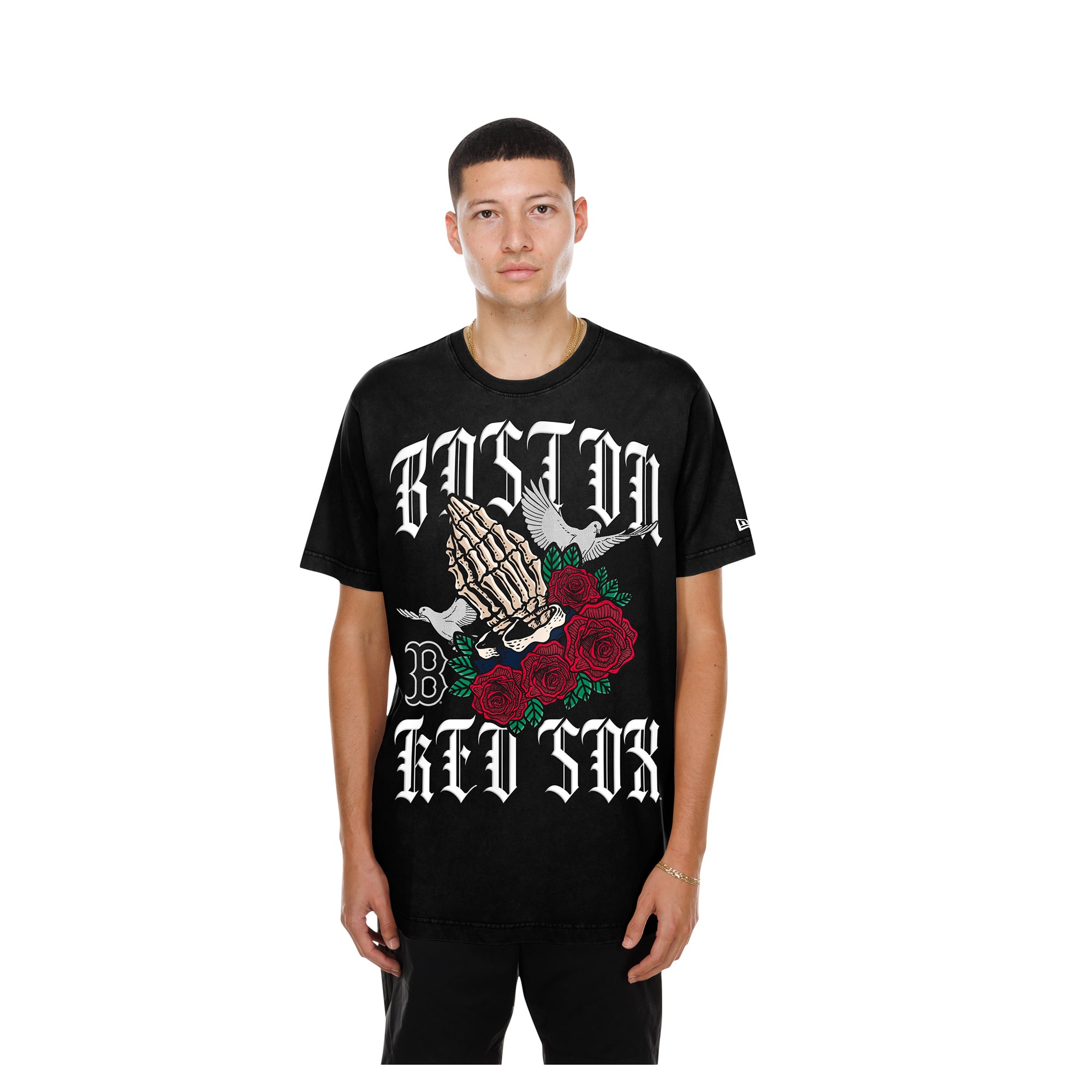 T-shirt New Era noir pour homme Boston Red Sox Lifestyle Blessed Aesthetic