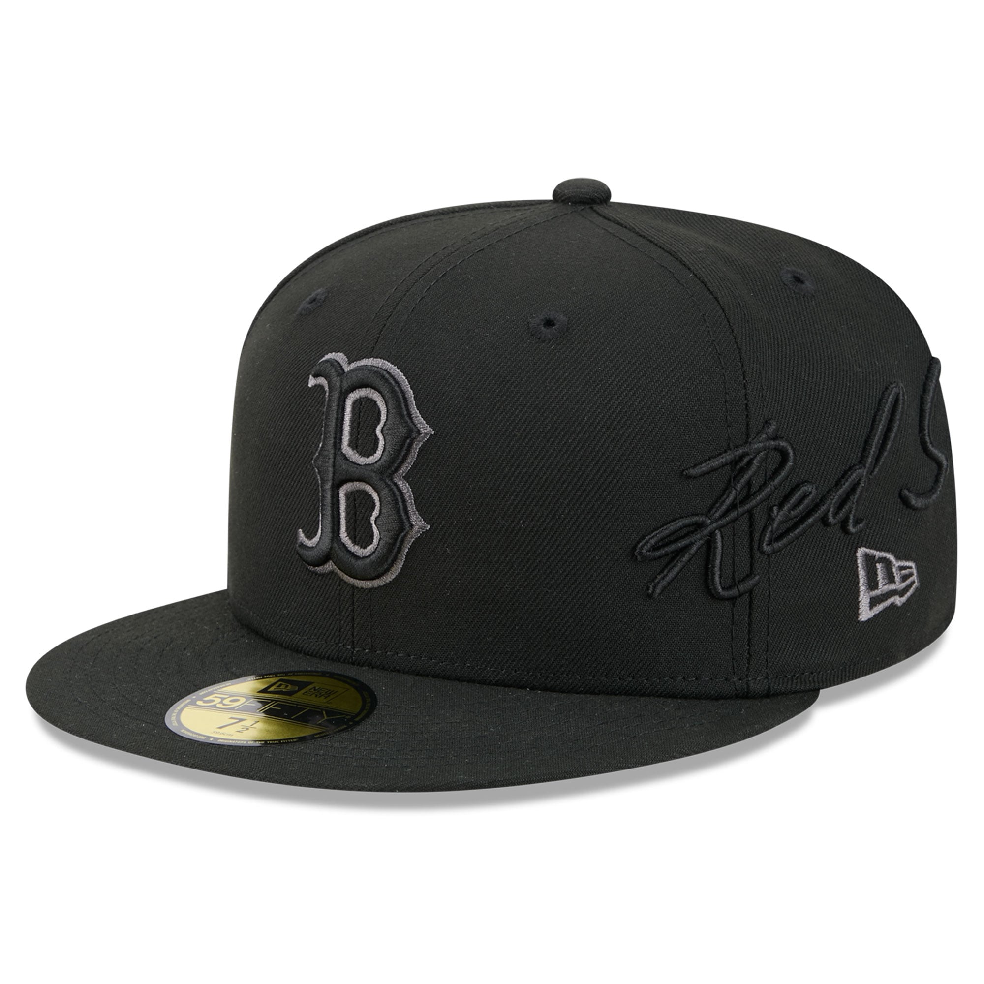Men's New Era Black Boston Red Sox Side Script 59FIFTY Fitted Hat