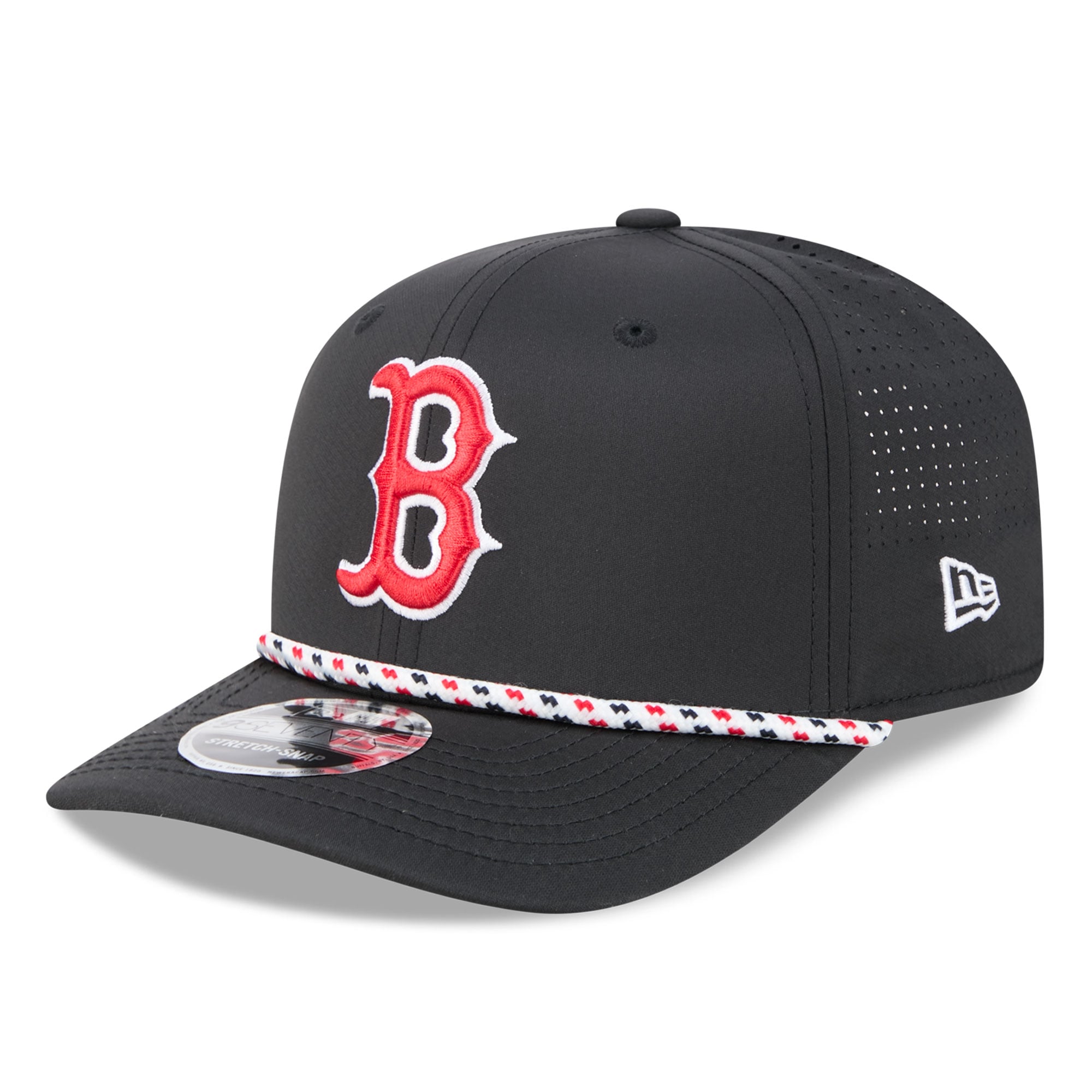 Casquette New Era noire Boston Red Sox pour homme, modèle 9SEVENTY à cordon ajustable.