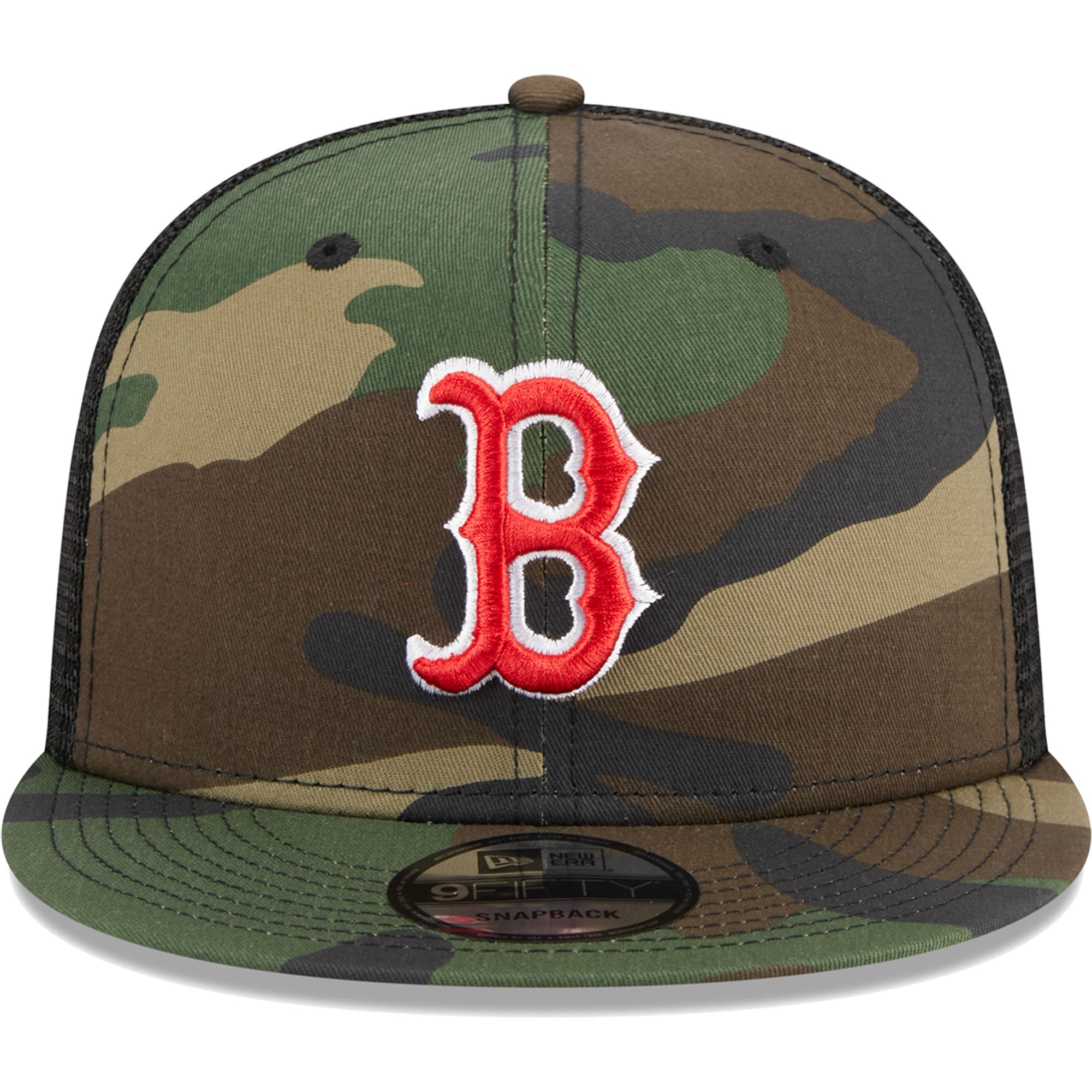 Casquette New Era Camo Boston Red Sox Woodland Camo Trucker 9FIFTY Snapback pour homme