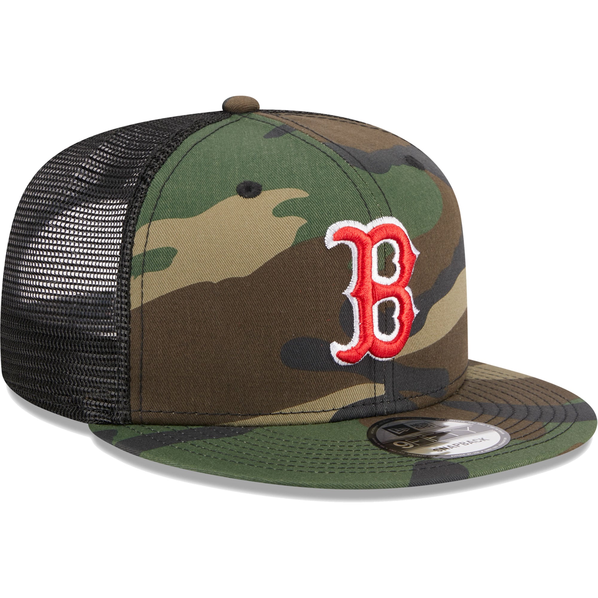 Casquette New Era Camo Boston Red Sox Woodland Camo Trucker 9FIFTY Snapback pour homme