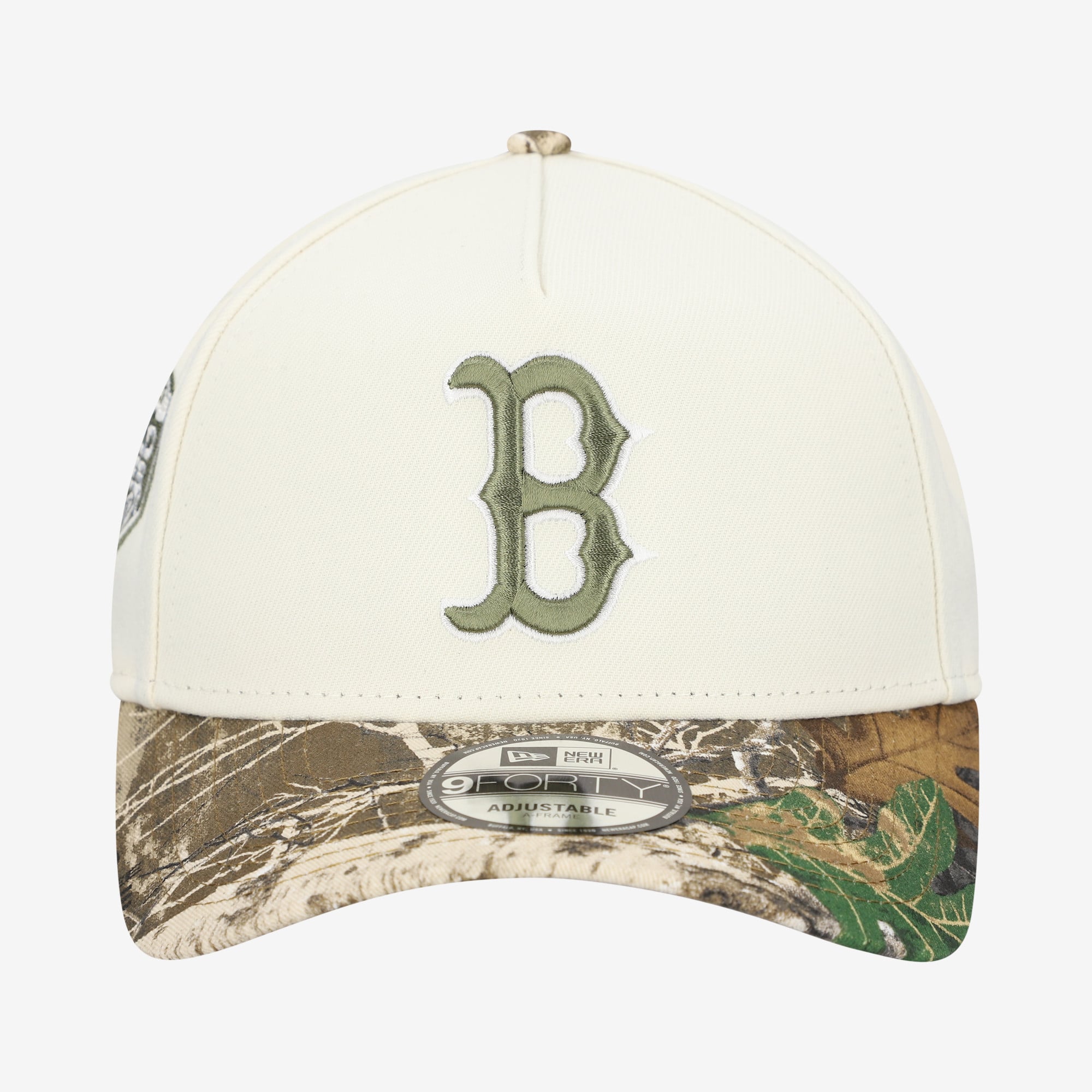 Men's New Era Cream/Realtree Camo Boston Red Sox 9FORTY A-Frame Adjustable Hat