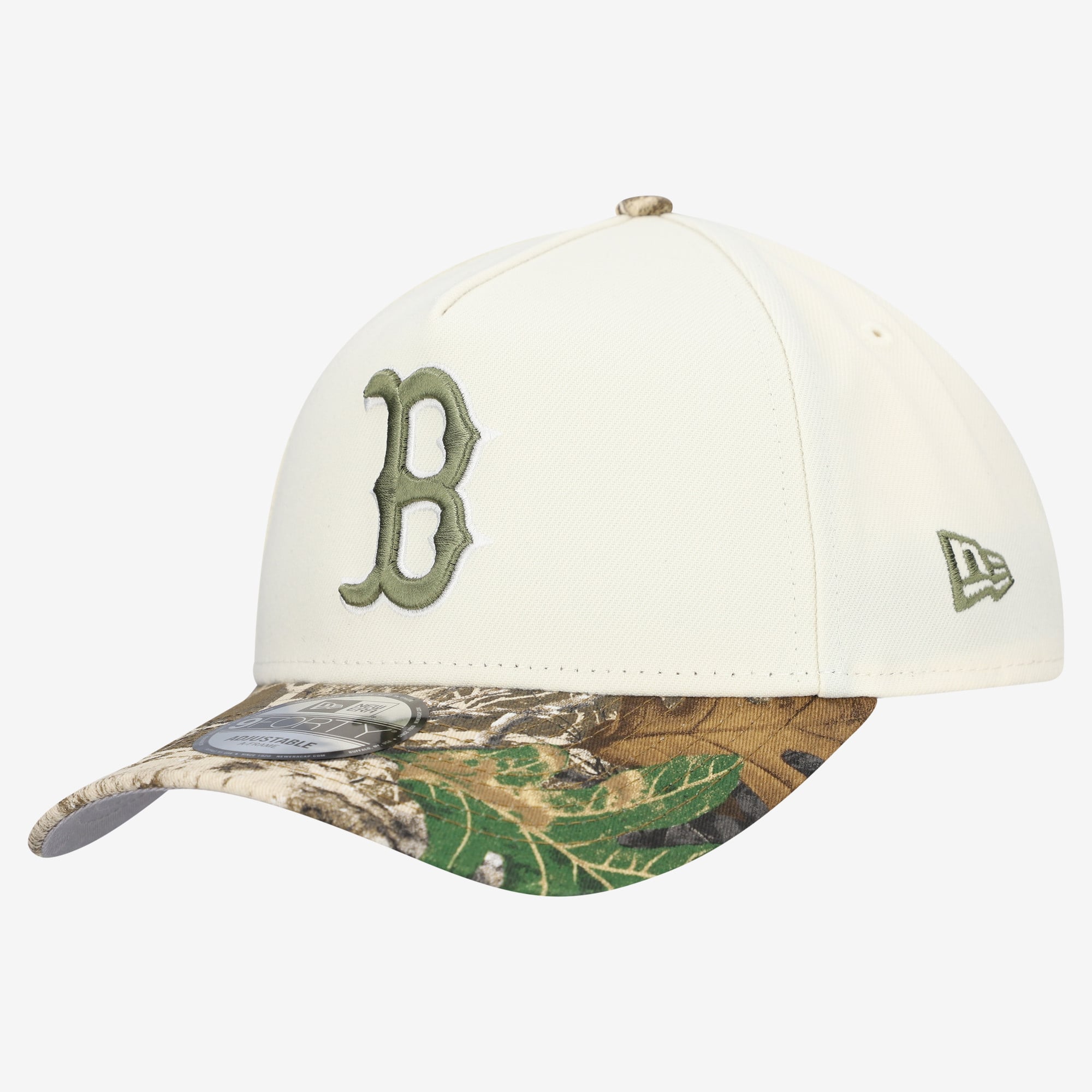 Men's New Era Cream/Realtree Camo Boston Red Sox 9FORTY A-Frame Adjustable Hat