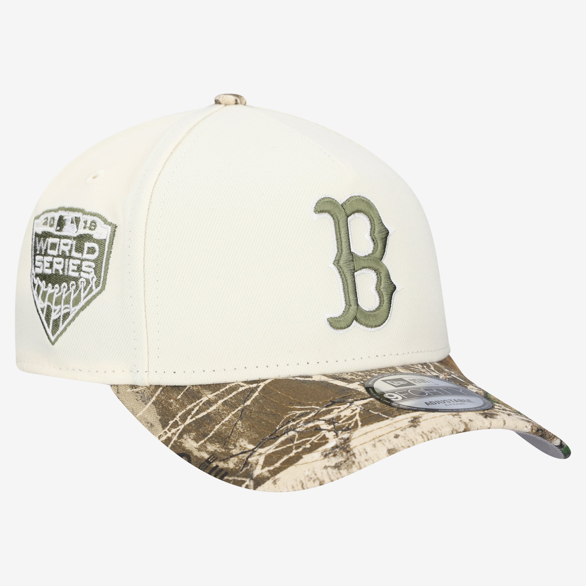 Men's New Era Cream/Realtree Camo Boston Red Sox 9FORTY A-Frame Adjustable Hat