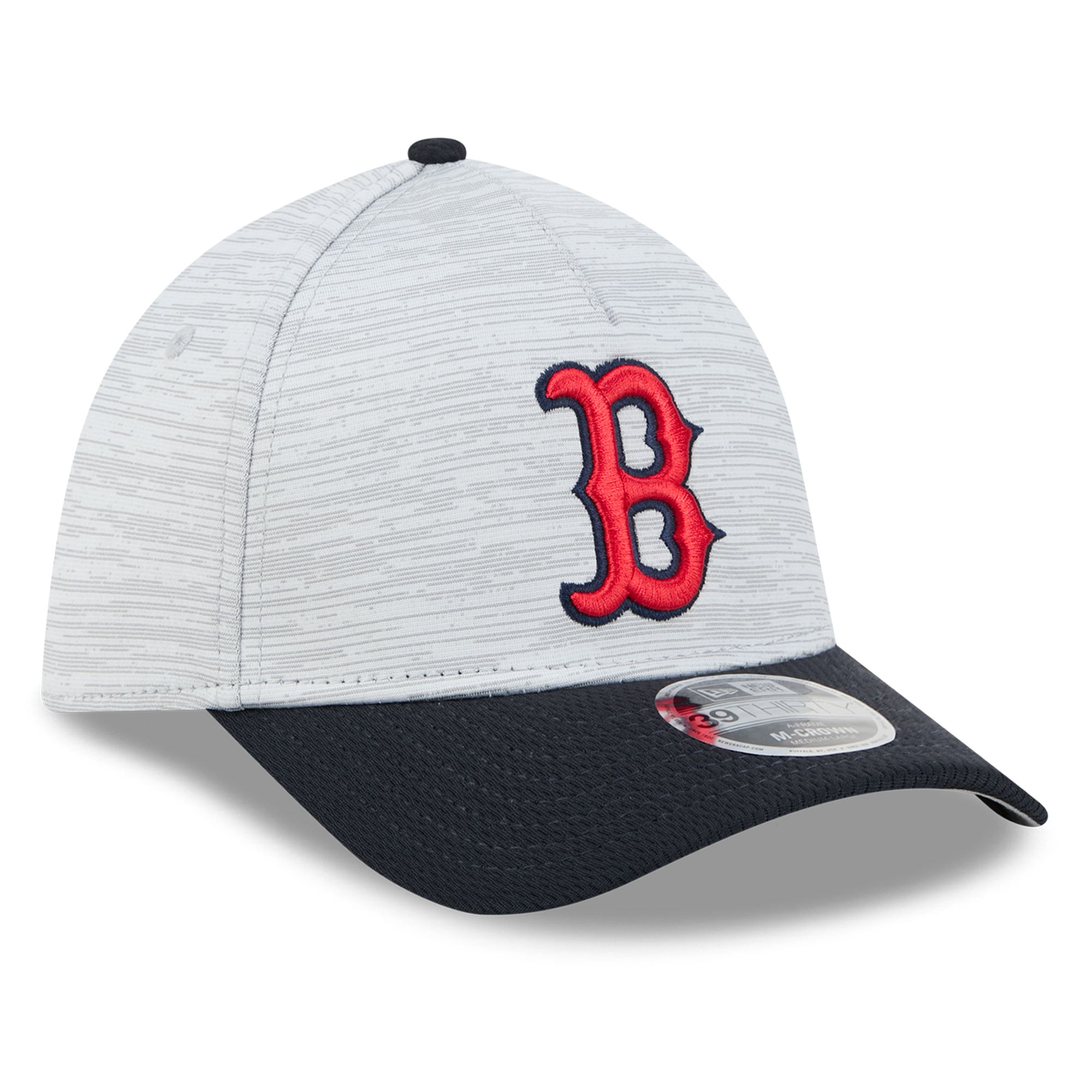 Casquette New Era Tech 39THIRTY Flex grise et marine Boston Red Sox pour homme