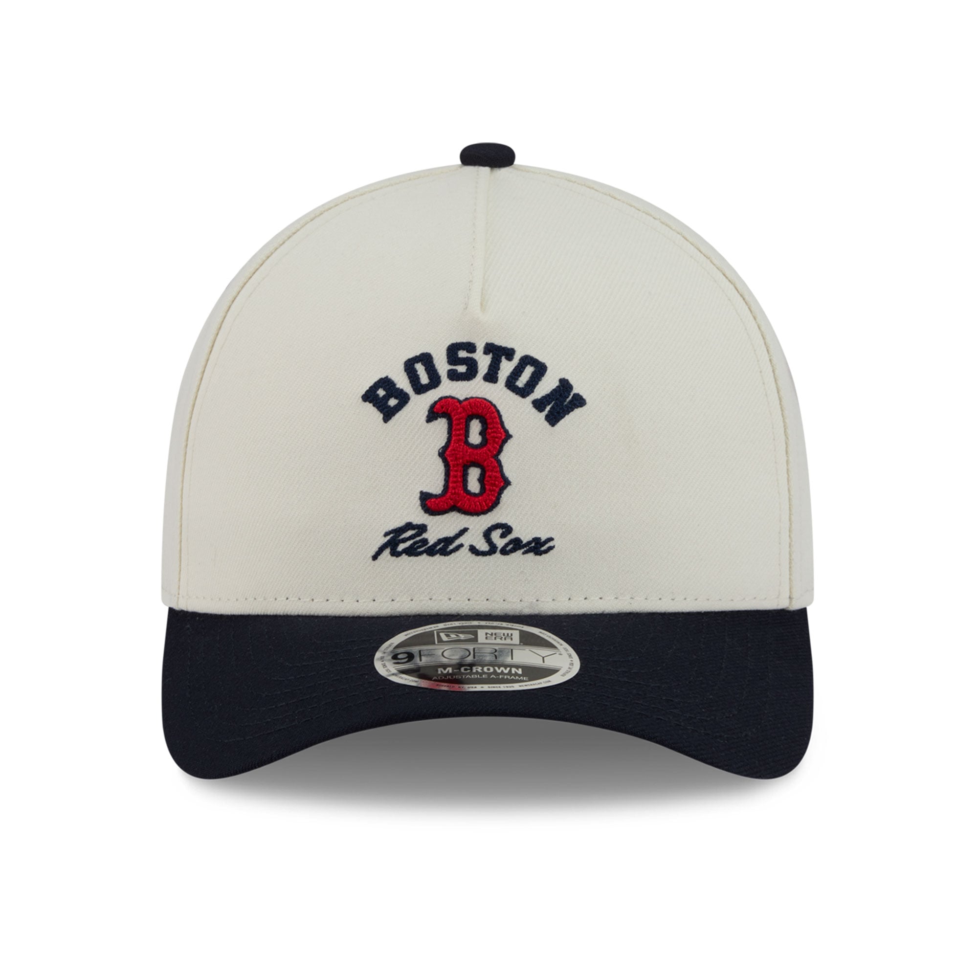 Men's New Era Natural/Navy Boston Red Sox Arch 9FORTY A-Frame M-Crown Adjustable Hat
