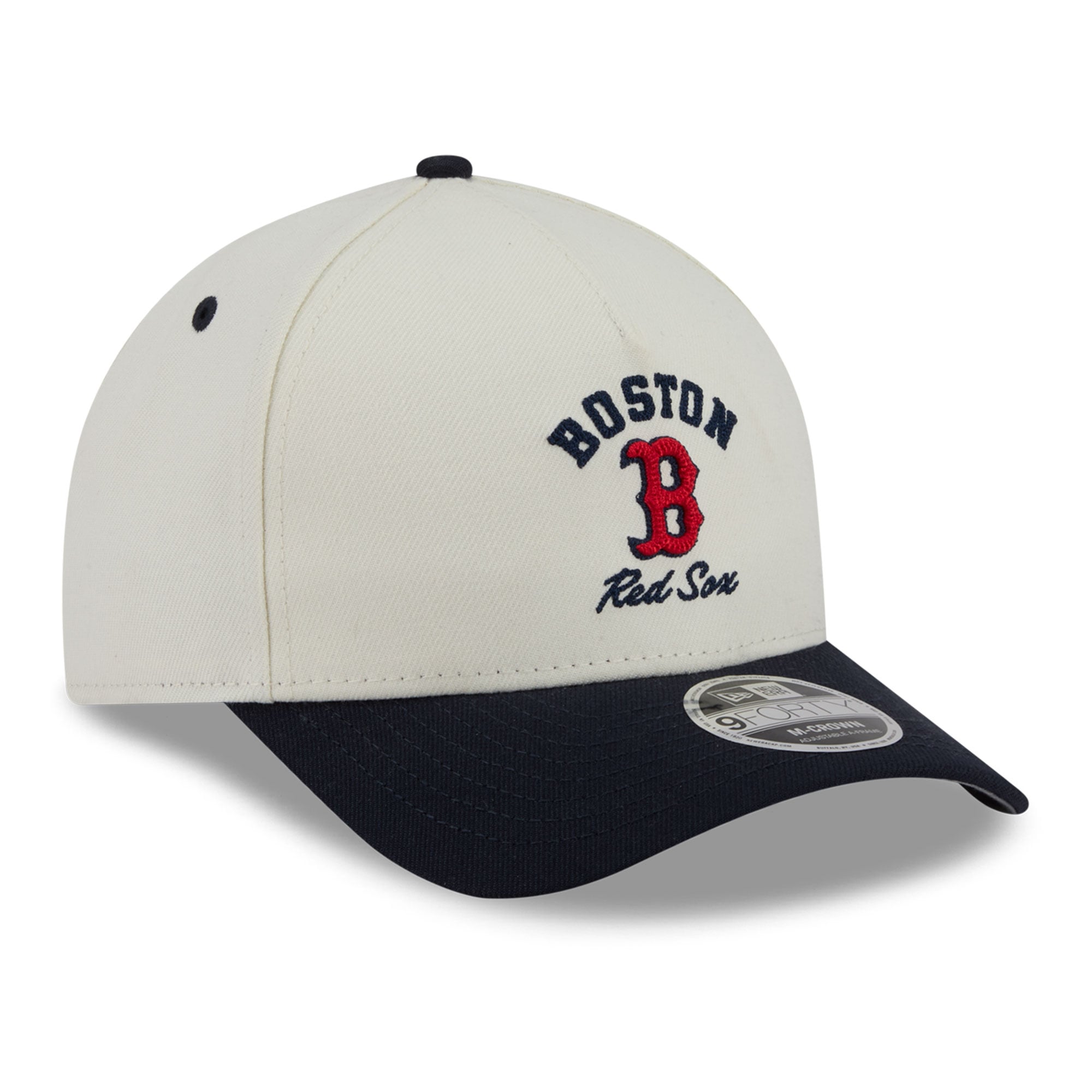 Men's New Era Natural/Navy Boston Red Sox Arch 9FORTY A-Frame M-Crown Adjustable Hat
