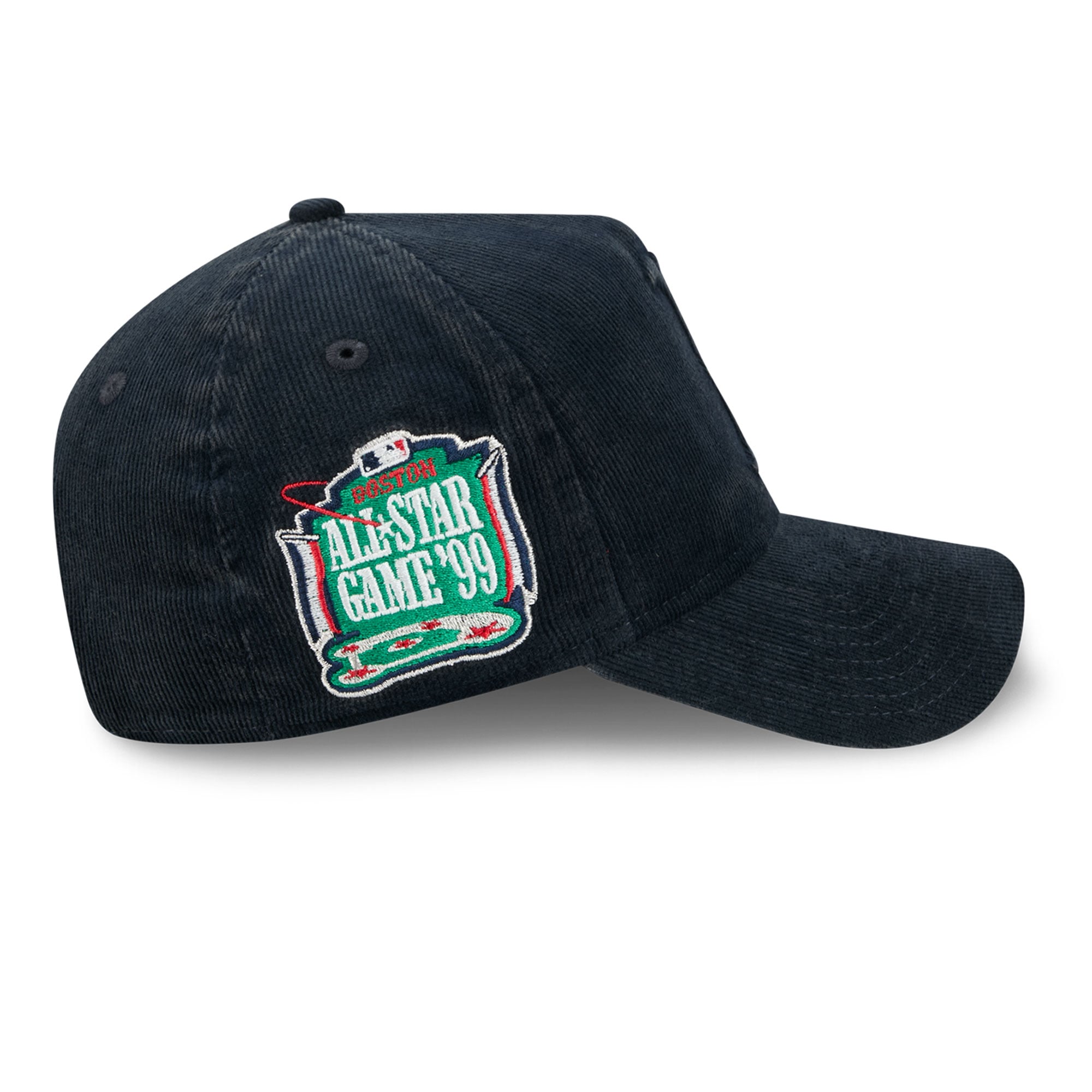 Casquette New Era pour homme, bleu marine, Boston Red Sox, match des étoiles 1999, patch latéral, velours côtelé ton sur ton, modèle 9FORTY à monture A ajustable.