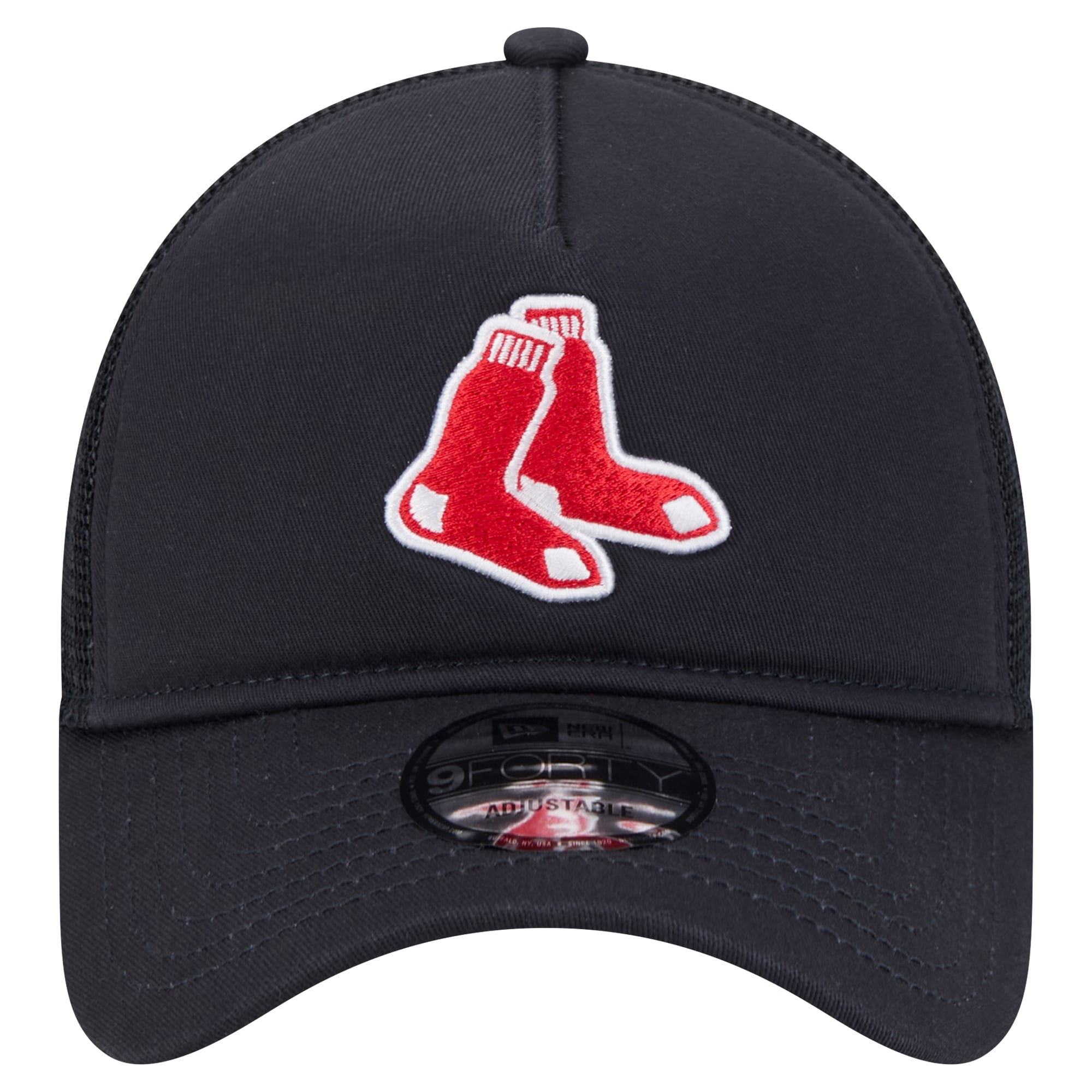 Men's New Era Navy Boston Red Sox 9FORTY A-Frame Trucker Adjustable Hat