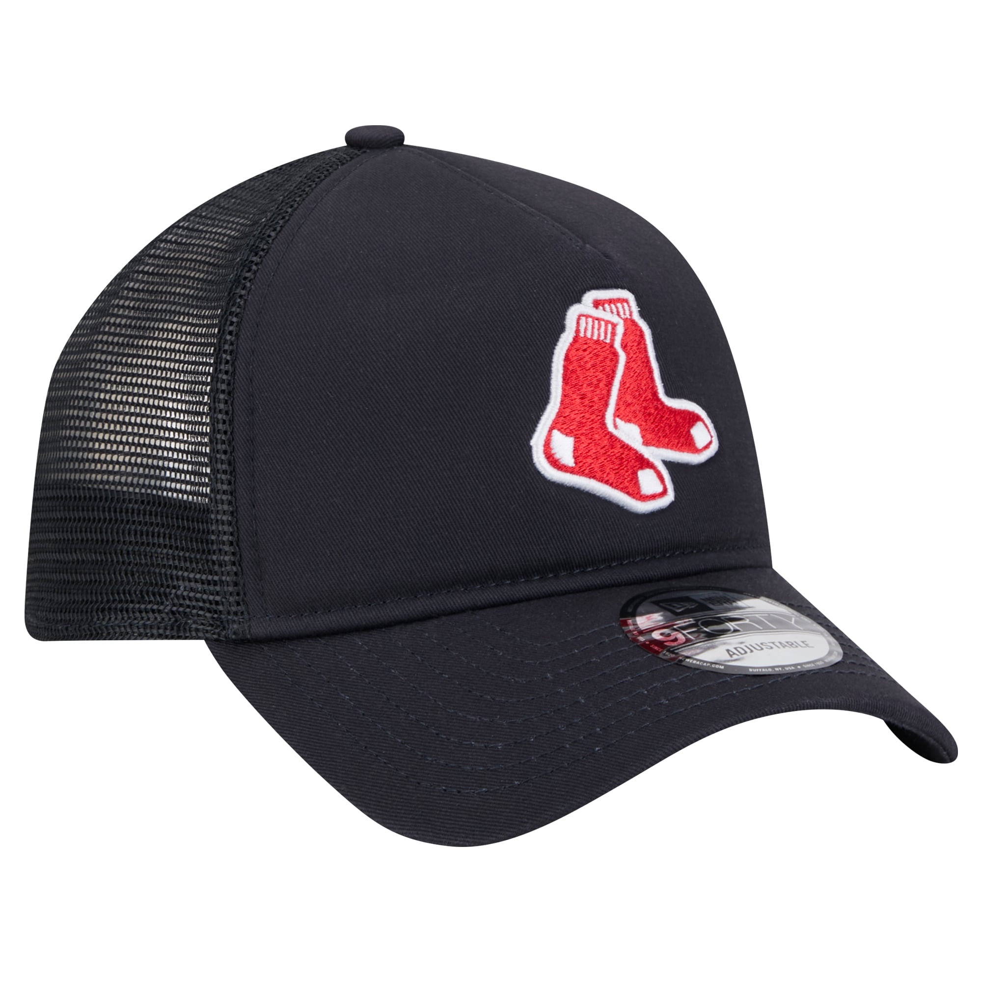 Men's New Era Navy Boston Red Sox 9FORTY A-Frame Trucker Adjustable Hat