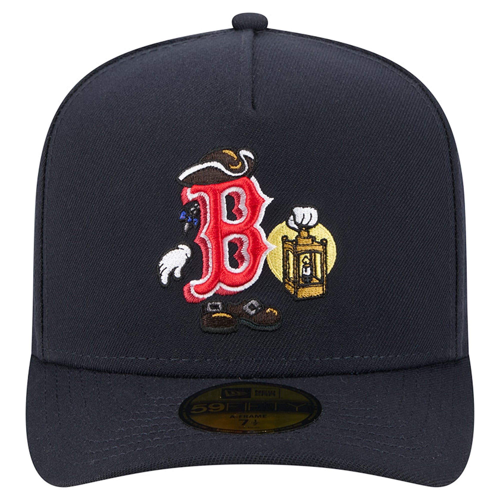 Men's New Era Navy Boston Red Sox Cartoon A-Frame 59FIFTY Fitted Hat