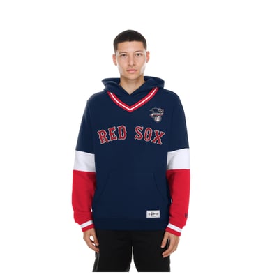 Boston Red Sox New Era Color Blocked V-Neck Hoodie - Navy