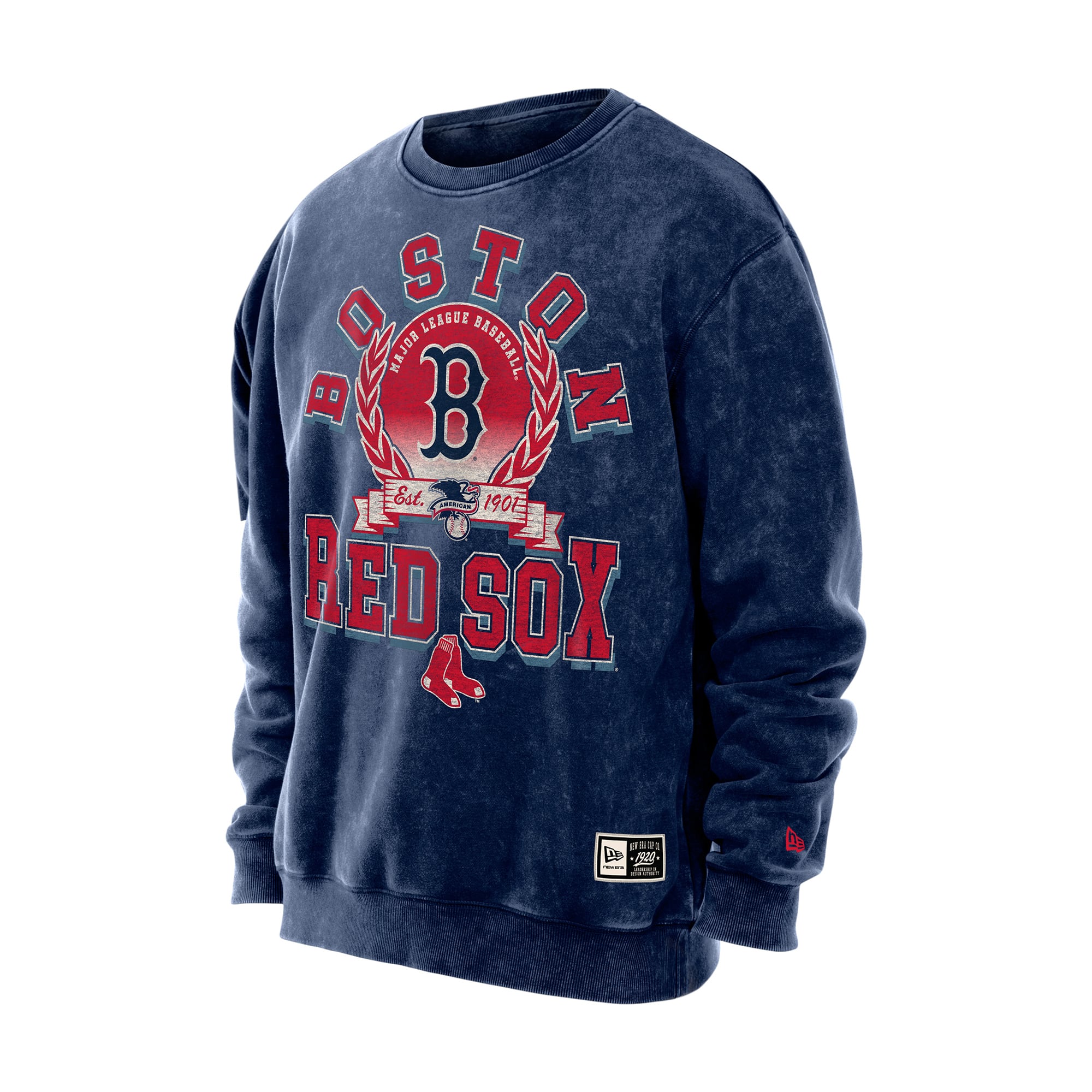 Sweat-shirt à col rond New Era bleu marine Boston Red Sox pour homme