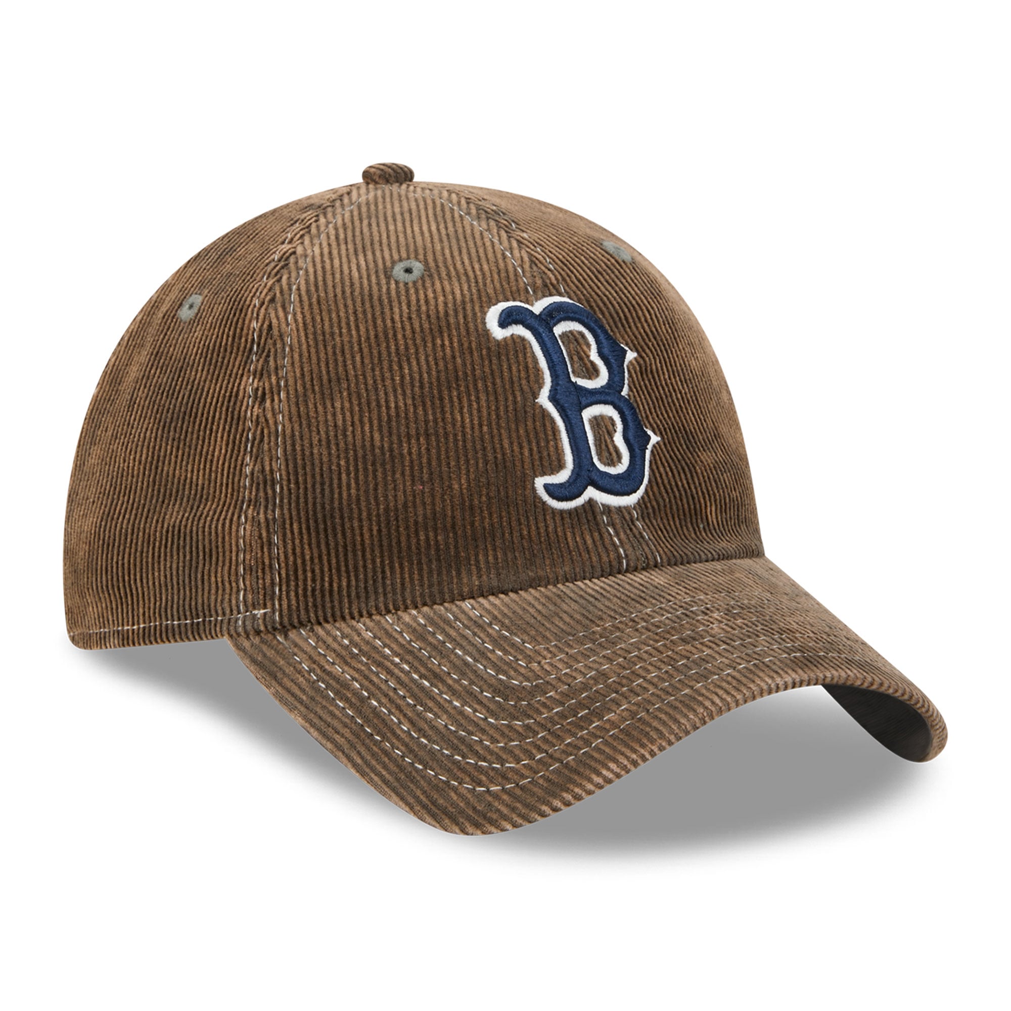 Casquette New Era pour homme, modèle Boston Red Sox en velours côtelé olive, style classique et ajustable