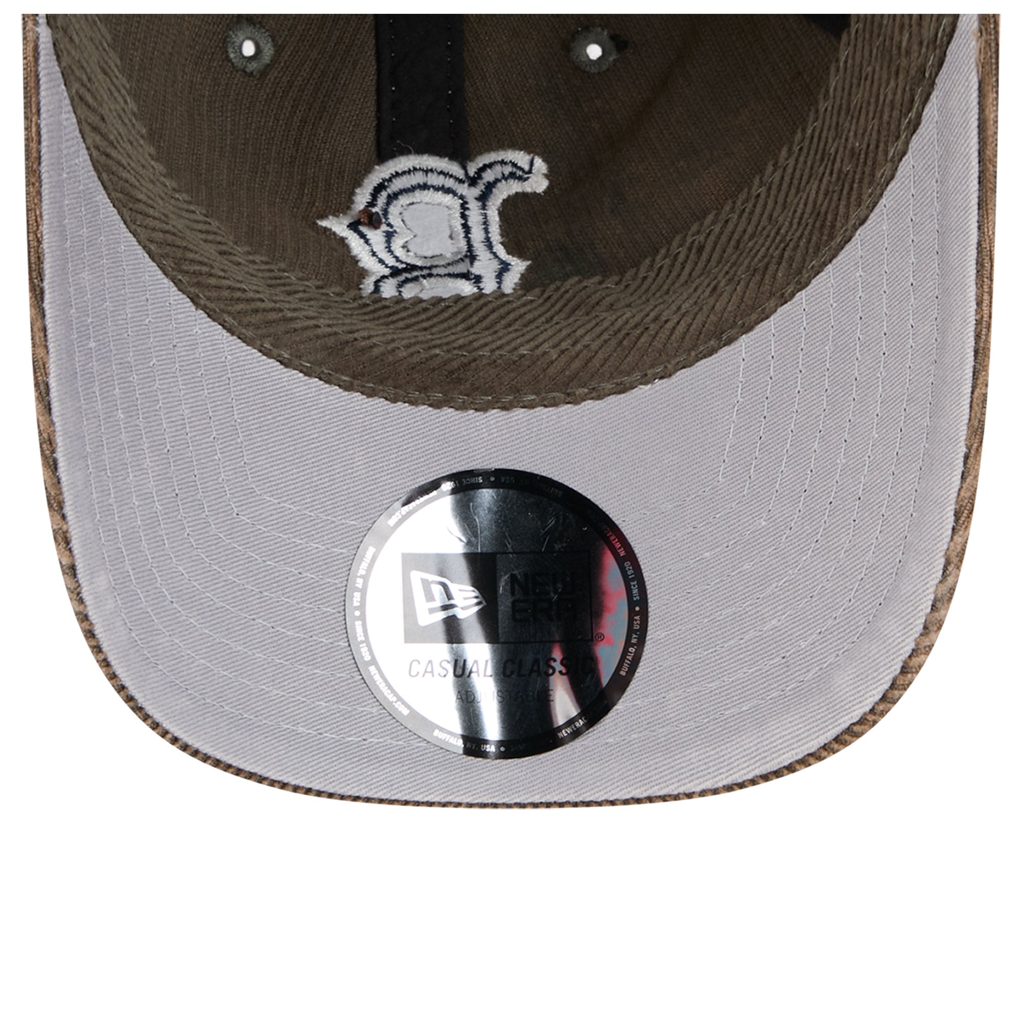 Casquette New Era pour homme, modèle Boston Red Sox en velours côtelé olive, style classique et ajustable