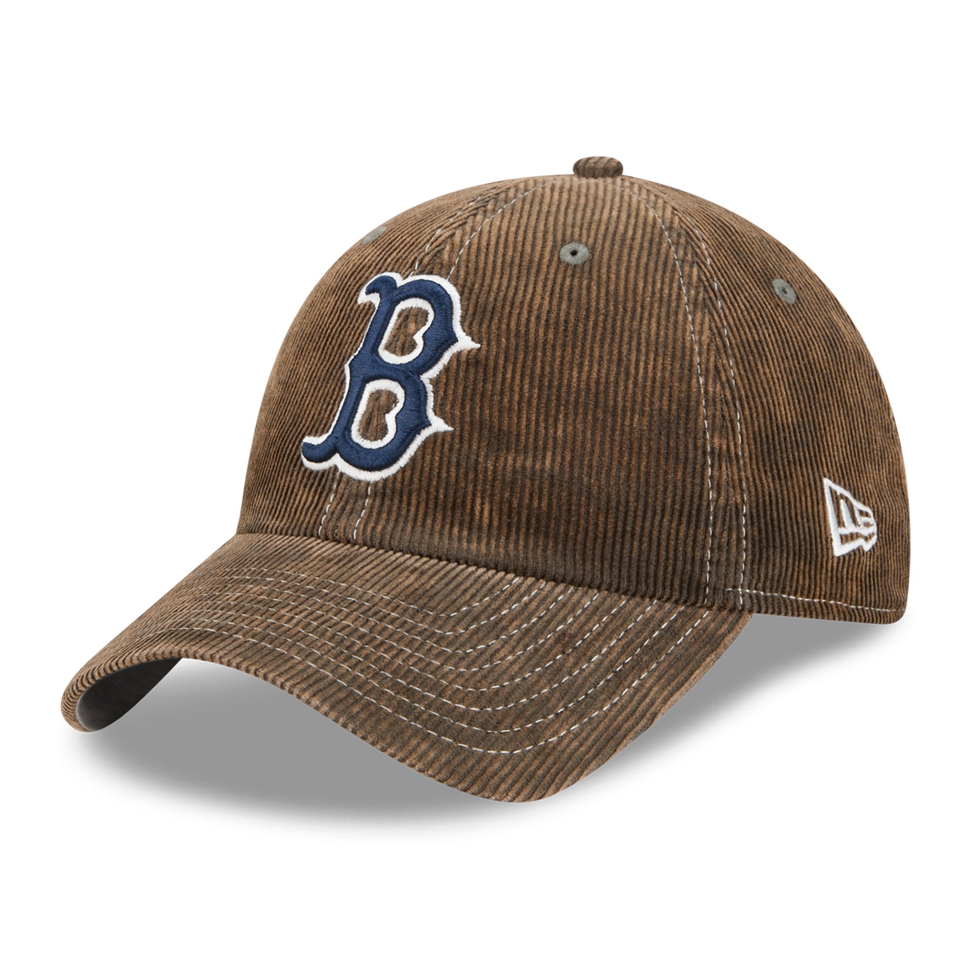 Casquette New Era pour homme, modèle Boston Red Sox en velours côtelé olive, style classique et ajustable