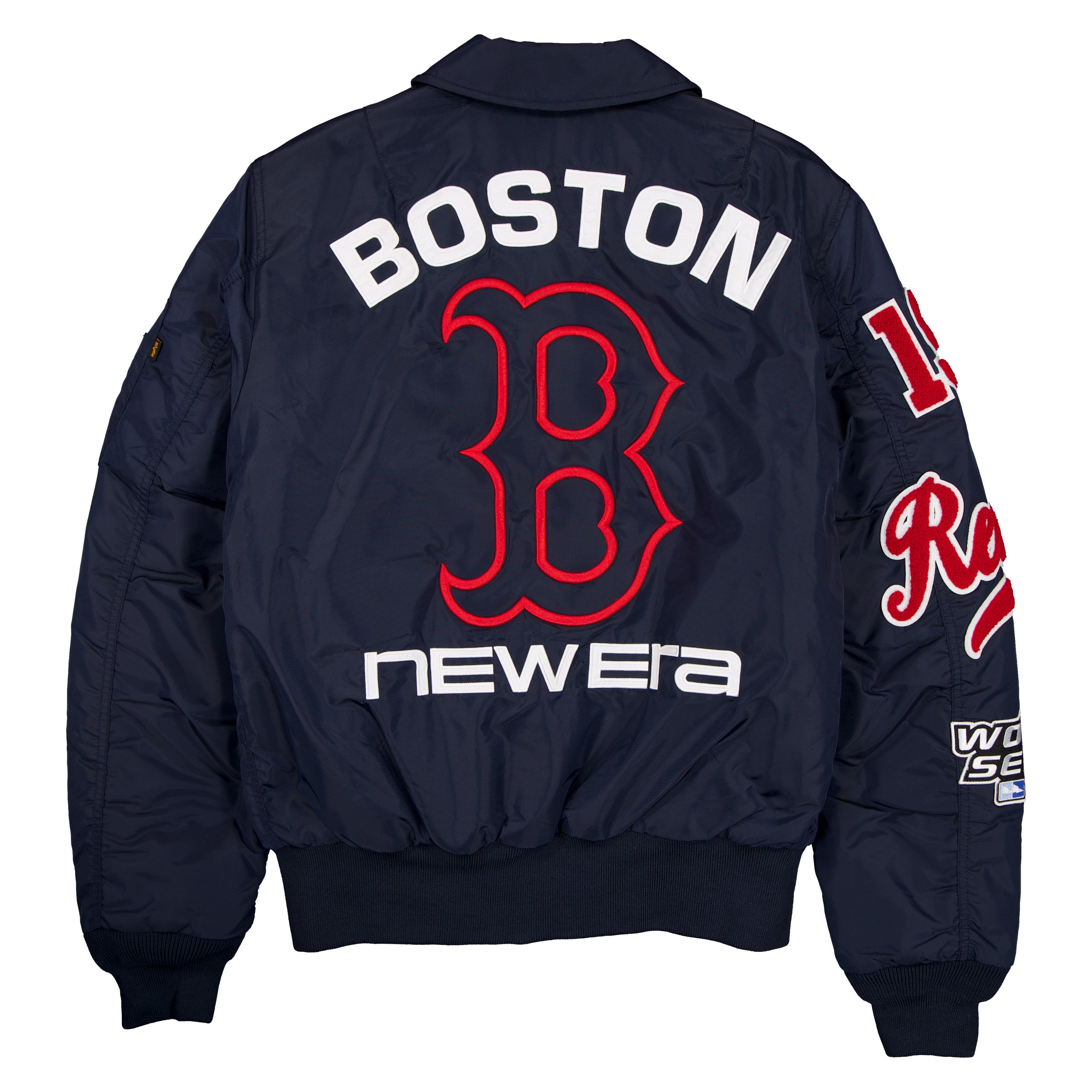 Veste bomber zippée intégrale New Era x Alpha Industries bleu marine Boston Red Sox MA-1 pour homme