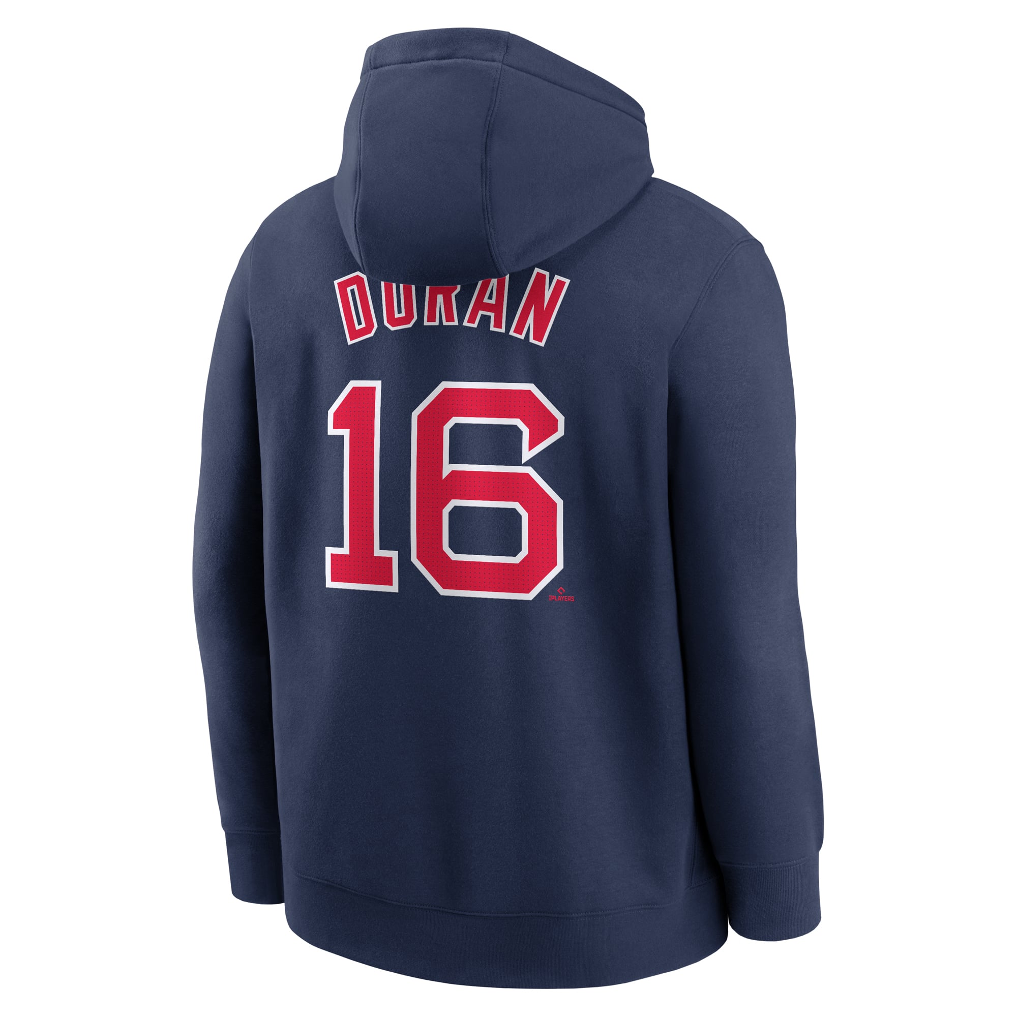 Sweat à capuche Nike Jarren Duran bleu marine pour homme, avec nom et numéro du joueur des Red Sox de Boston.