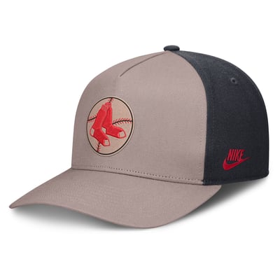 Boston Red Sox Nike Cooperstown Rise A-Frame Adjustable Hat - Light Brown/Navy